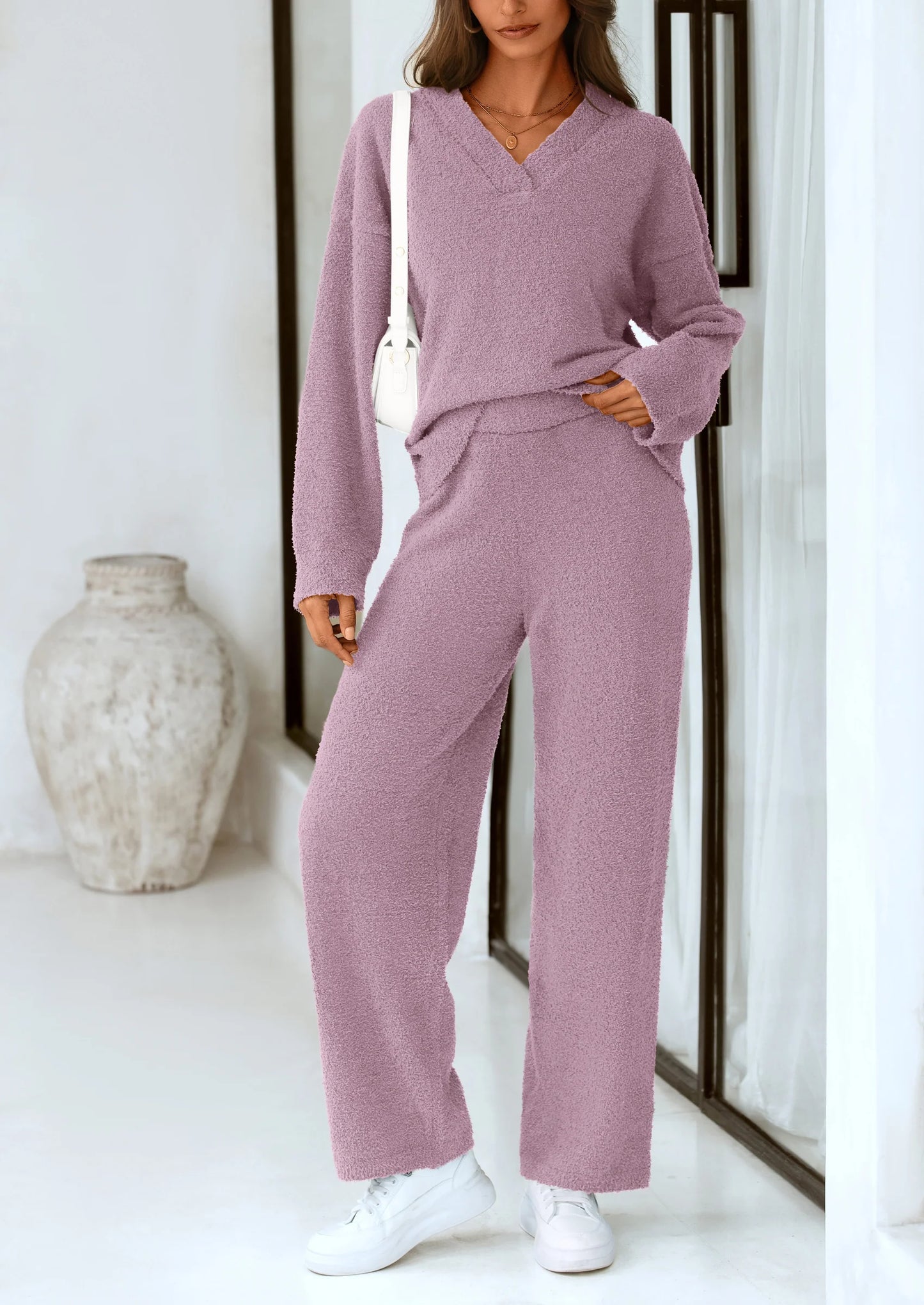 Lounge Sets for Women Two Piece Sweaters Pajama Set Fall Fashion Loungewear Outfits Matching Winter Clothes