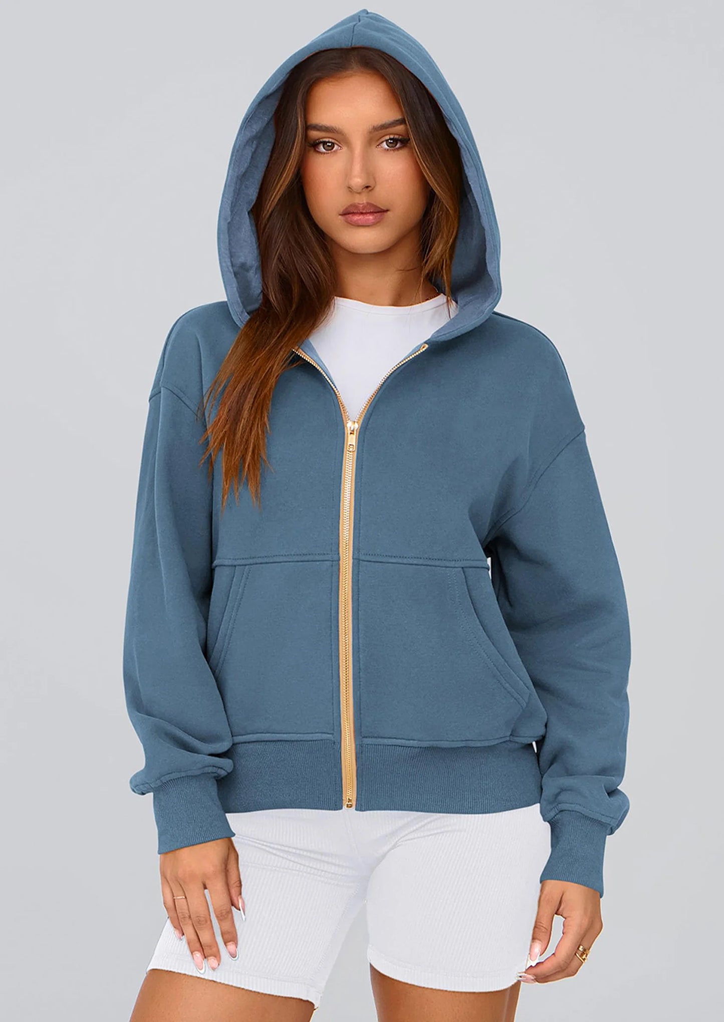 Hoodies For Women Sweatshirt Zip Up Hoodie Fall Fashion Trendy Long Sleeve Jackets Winter Clothing Outfits
