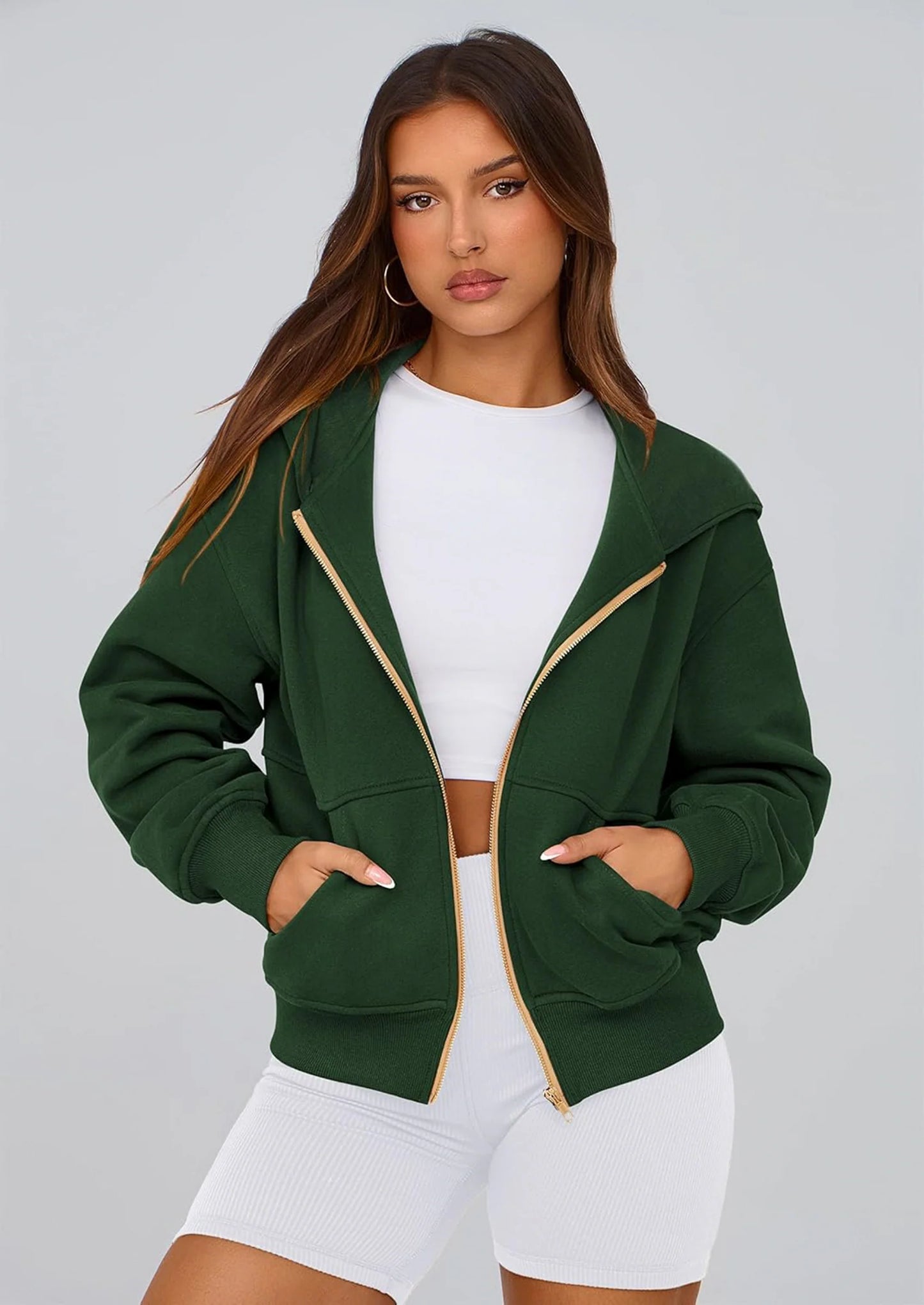 Hoodies For Women Sweatshirt Zip Up Hoodie Fall Fashion Trendy Long Sleeve Jackets Winter Clothing Outfits