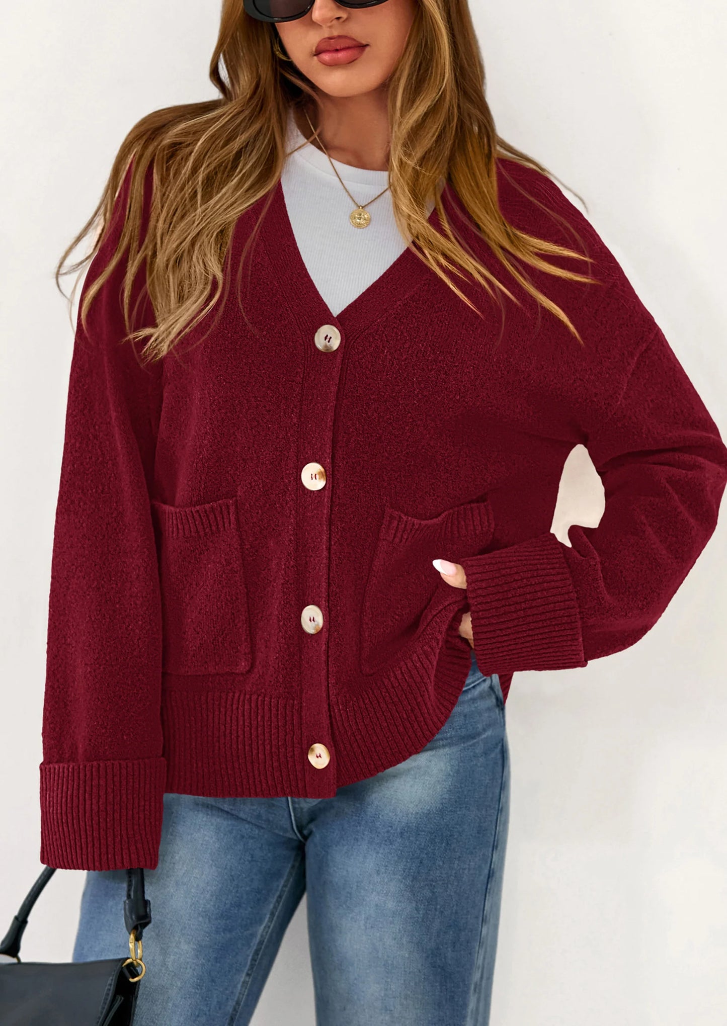 Women's Oversized Cardigan Sweaters Trendy Chunky Knit Long Sleeve V Neck Button Down Fall Winter Outfits