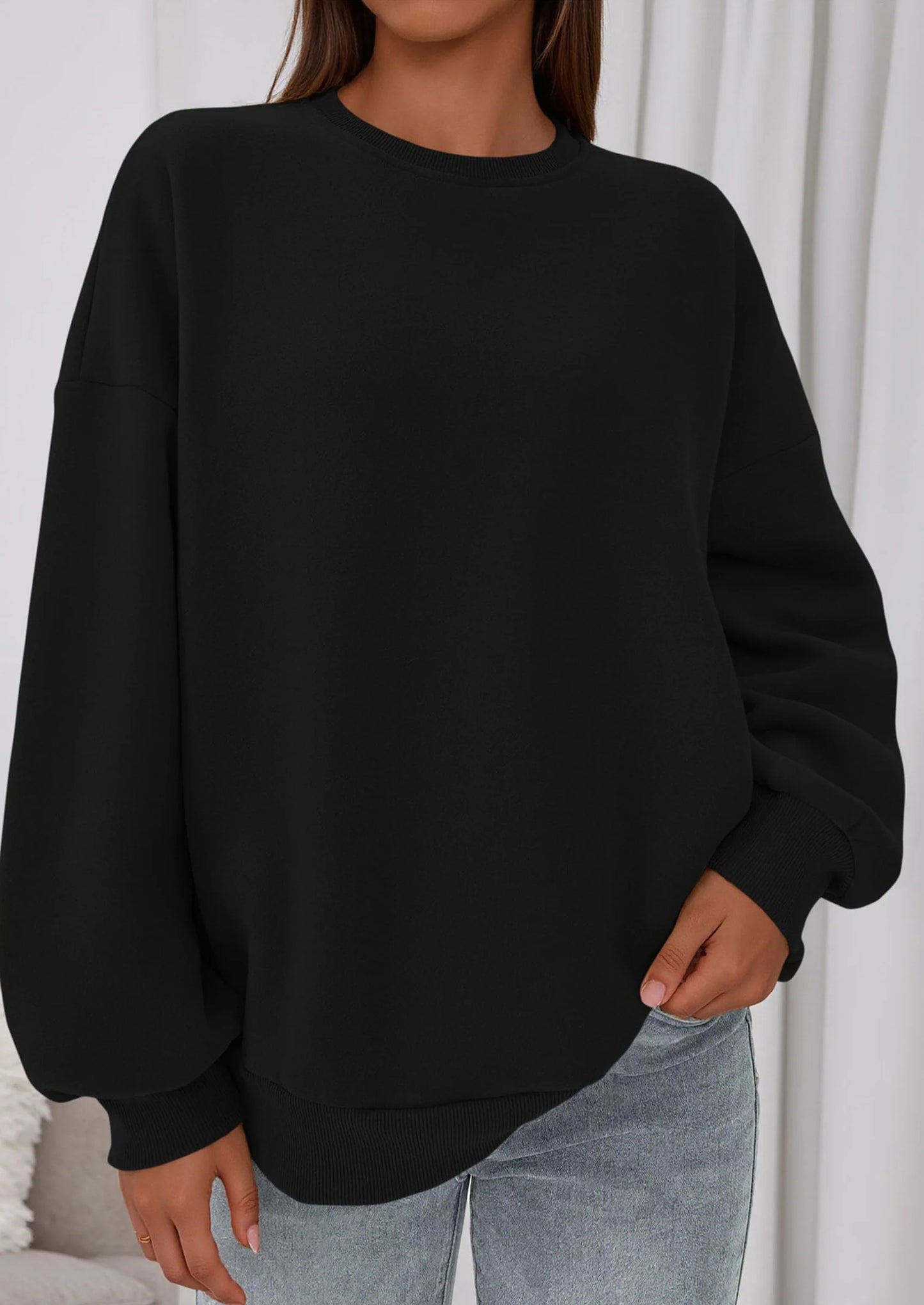 Sweatshirts for Women Oversized Crewneck Fleece Pullover Long Sleeve Tops Comfy Fall Winter Fashion Outfits
