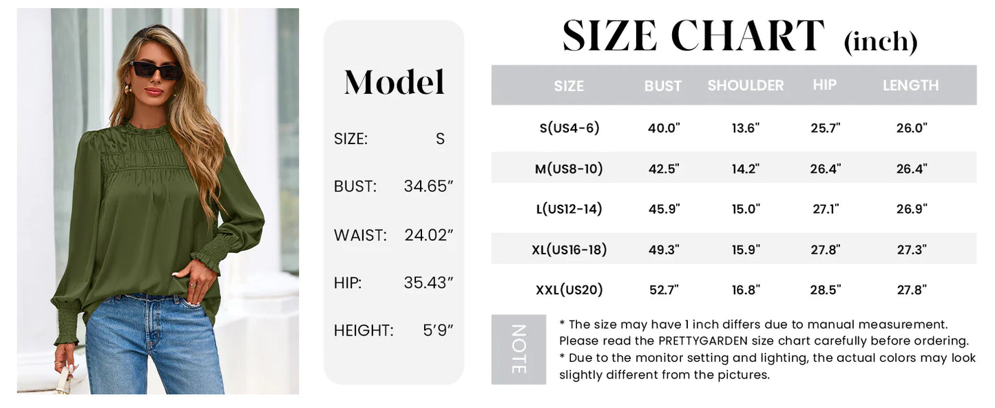 Blouses for Women Dressy Casual Fall Outfits Frill Neck Long Sleeve Shirts Satin Work Business Casual Tops