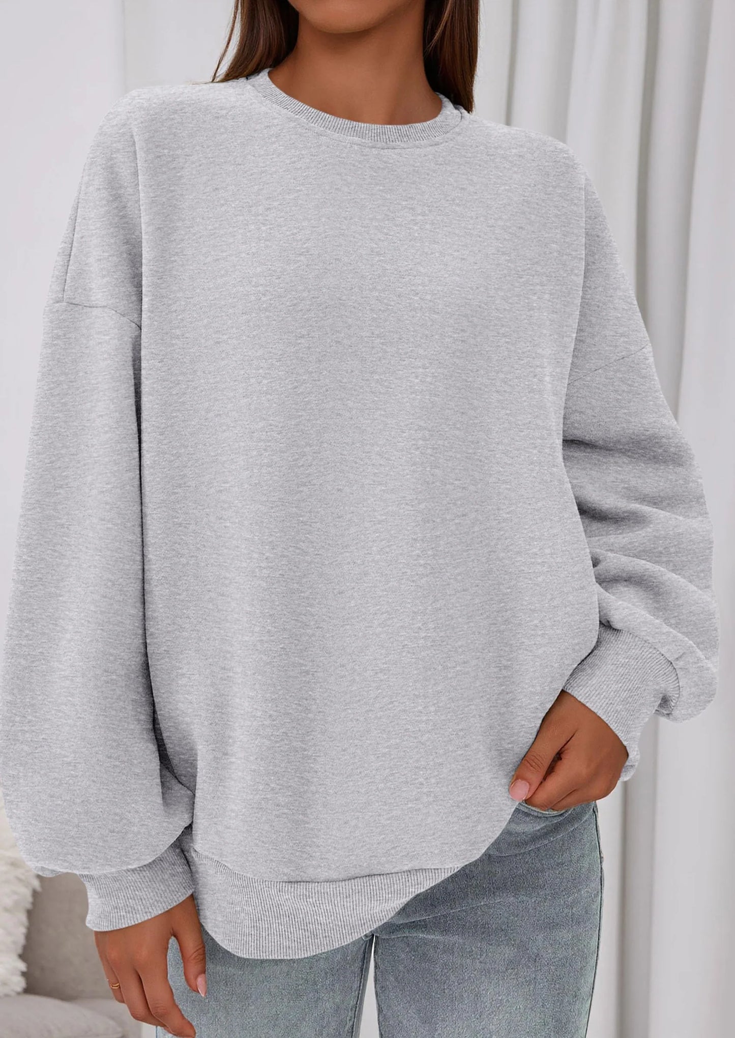 Sweatshirts for Women Oversized Crewneck Fleece Pullover Long Sleeve Tops Comfy Fall Winter Fashion Outfits