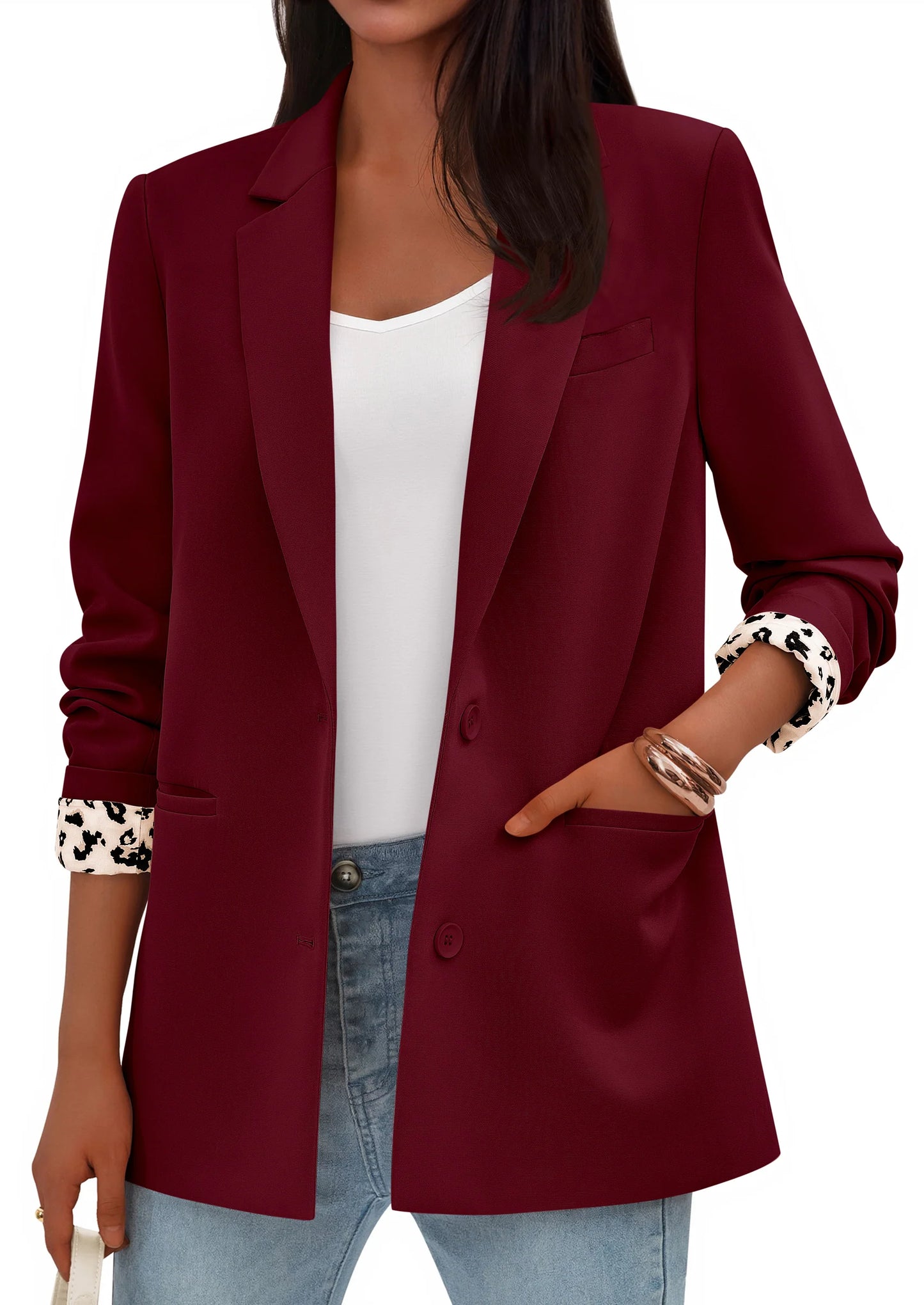 Blazers for Women Fall Work Office Suit Jackets Dressy Open Front Leopard Blazer Business Casual Outfits