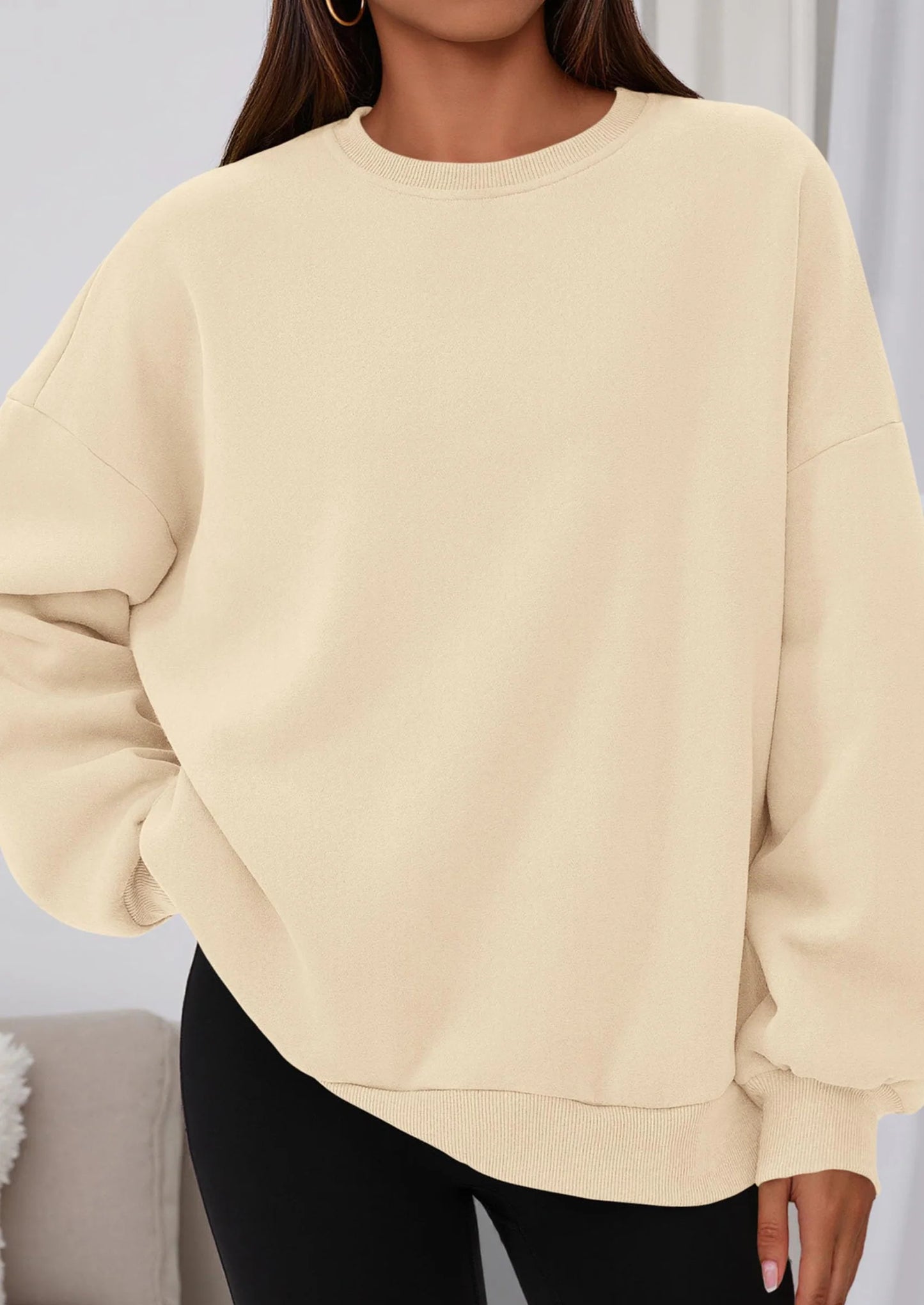 Sweatshirts for Women Oversized Crewneck Fleece Pullover Long Sleeve Tops Comfy Fall Winter Fashion Outfits