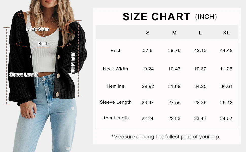 Women's Chunky Knit Open Front Sweater Long Sleeve Button Loose Short Cardigan Outerwear Coats
