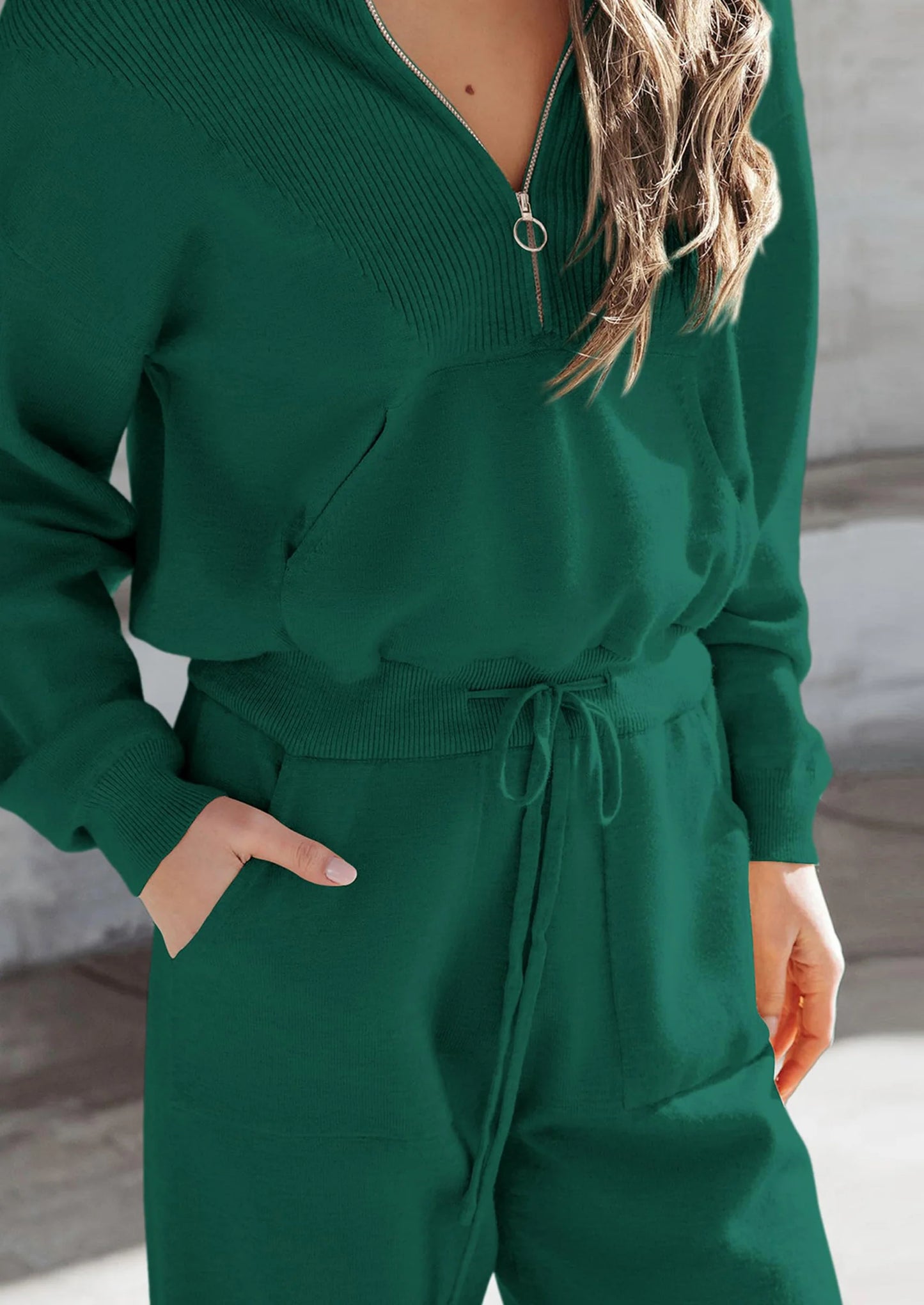 Women's 2 Piece Sweater Set Pullover Zip Up Sweatshirt Jogger Sweatpants Tracksuit Casual Outfit