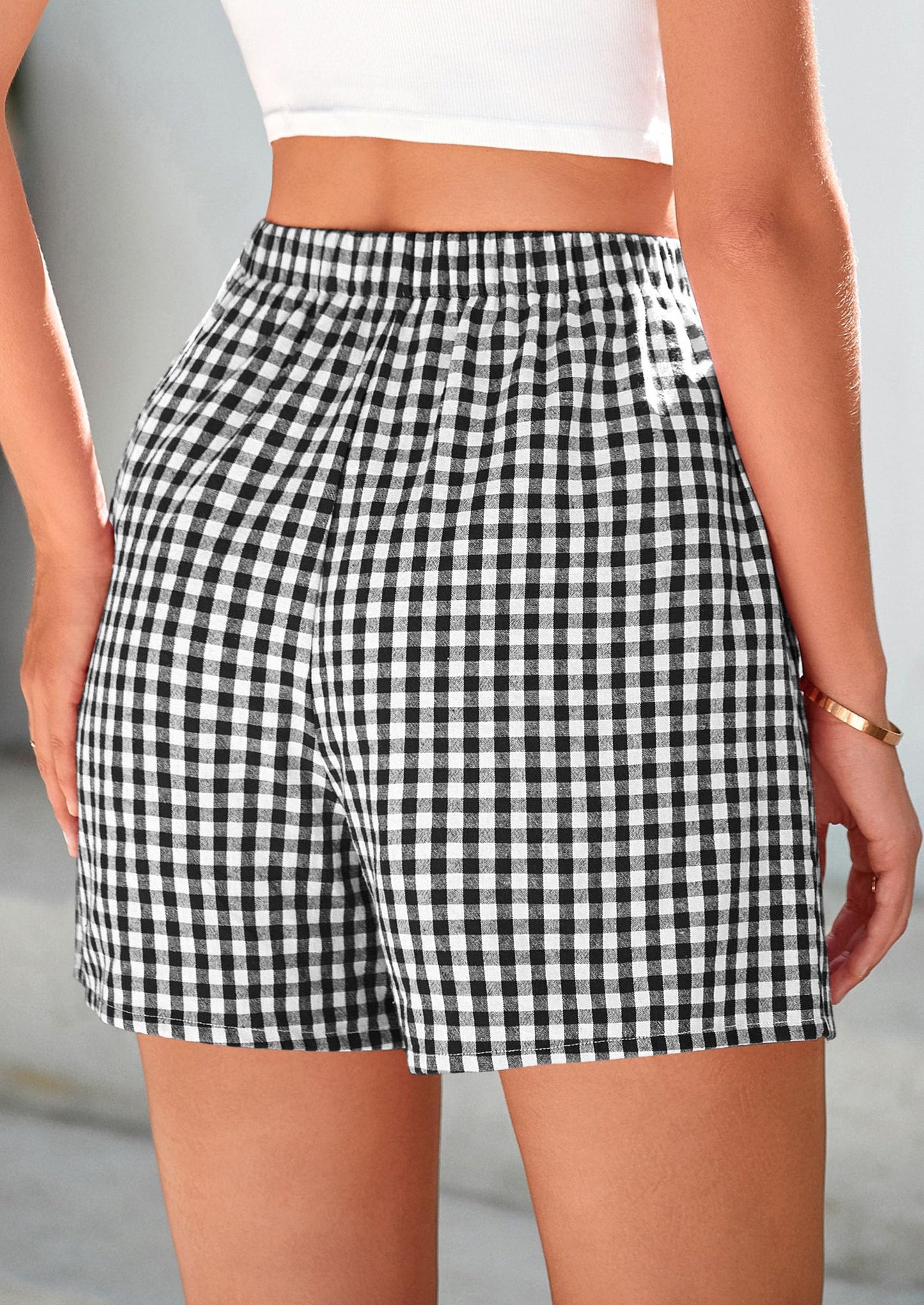 Womens Shorts Boxers Summer Gingham Pajama Lounge Sleep Y2K Plaid Pj Shorts Beach Bottoms