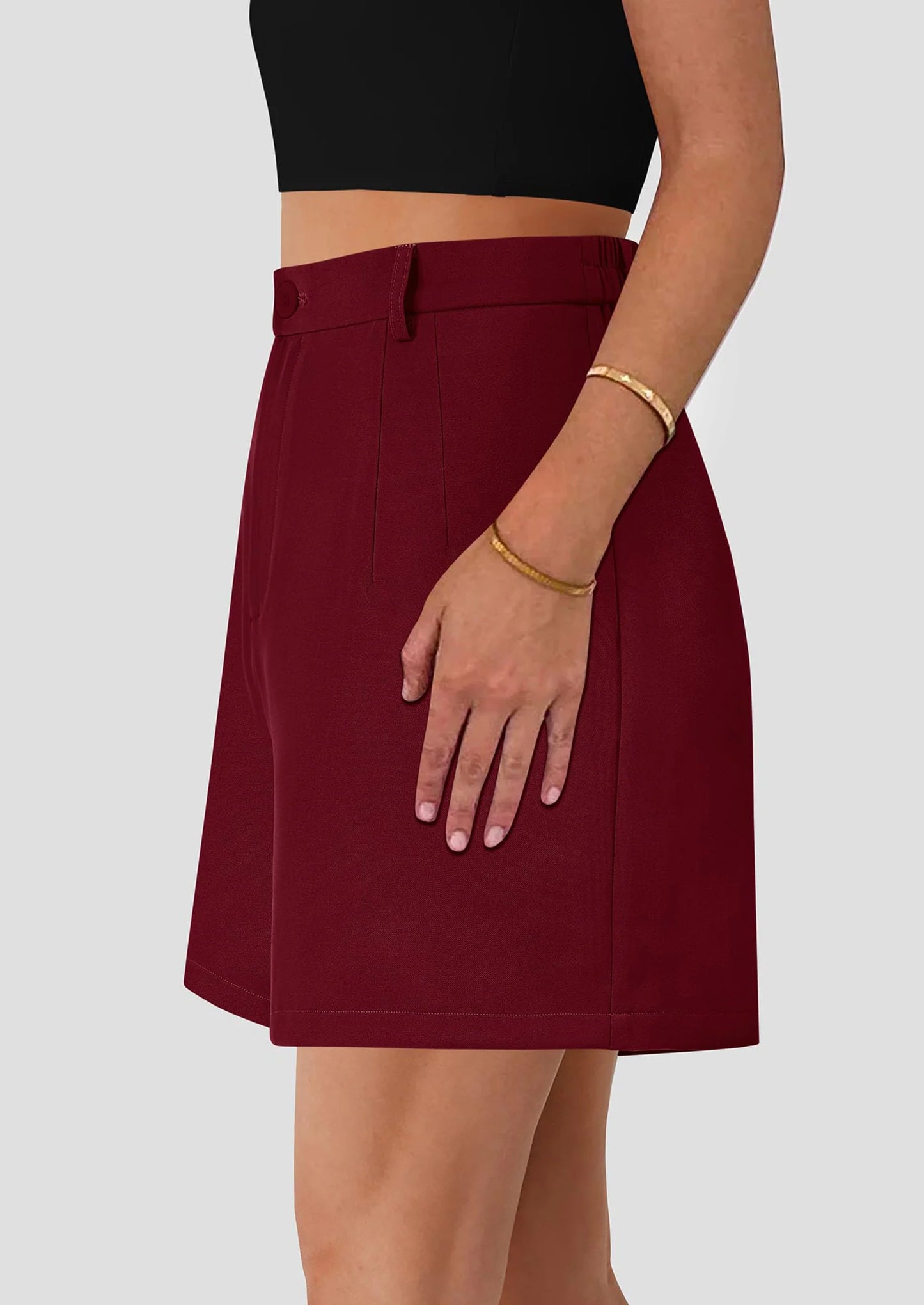 Shorts for Women Dressy Summer Elastic High Waisted Wide Leg Business Casual Work Shorts with Pockets