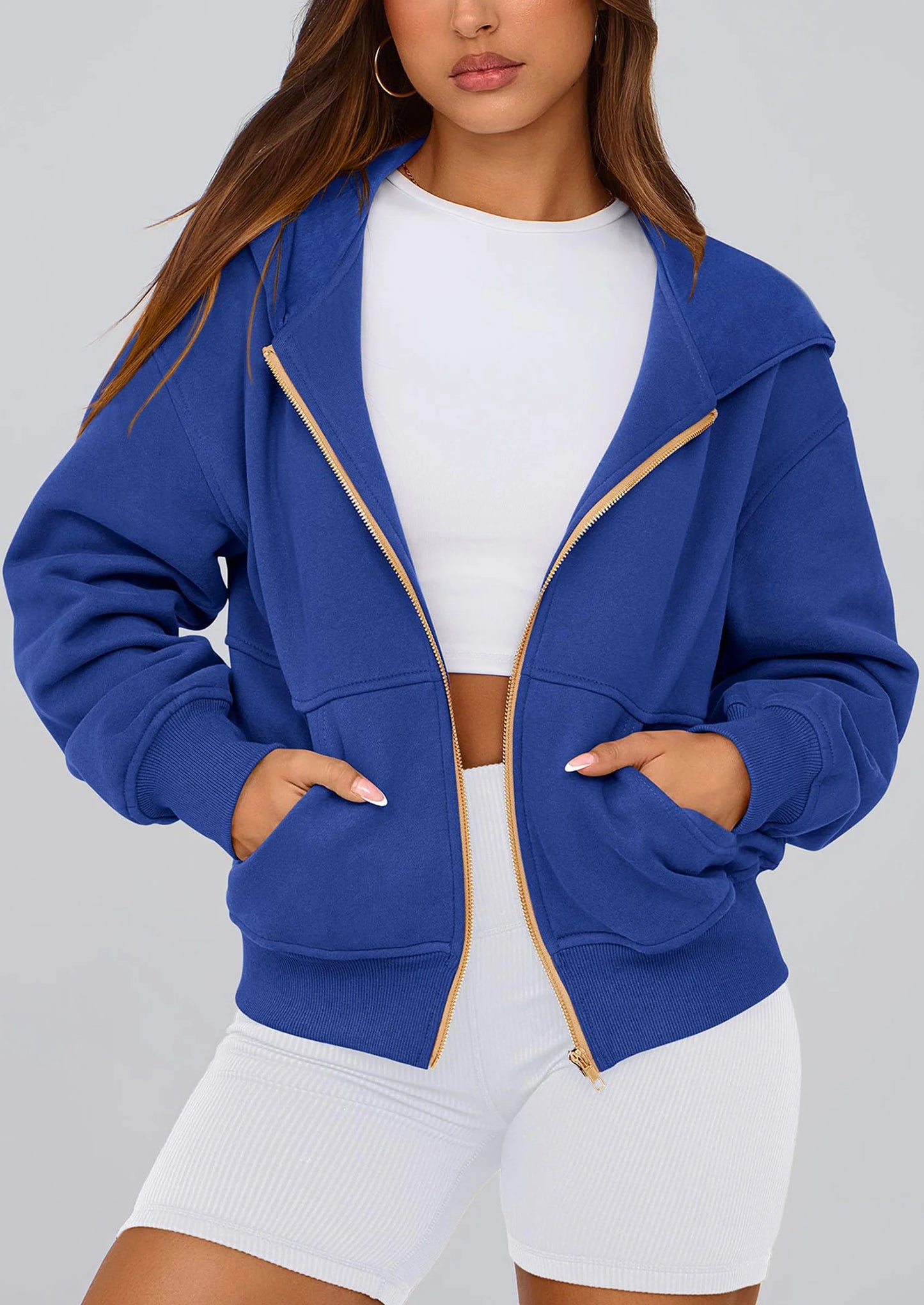 Hoodies For Women Sweatshirt Zip Up Hoodie Fall Fashion Trendy Long Sleeve Jackets Winter Clothing Outfits