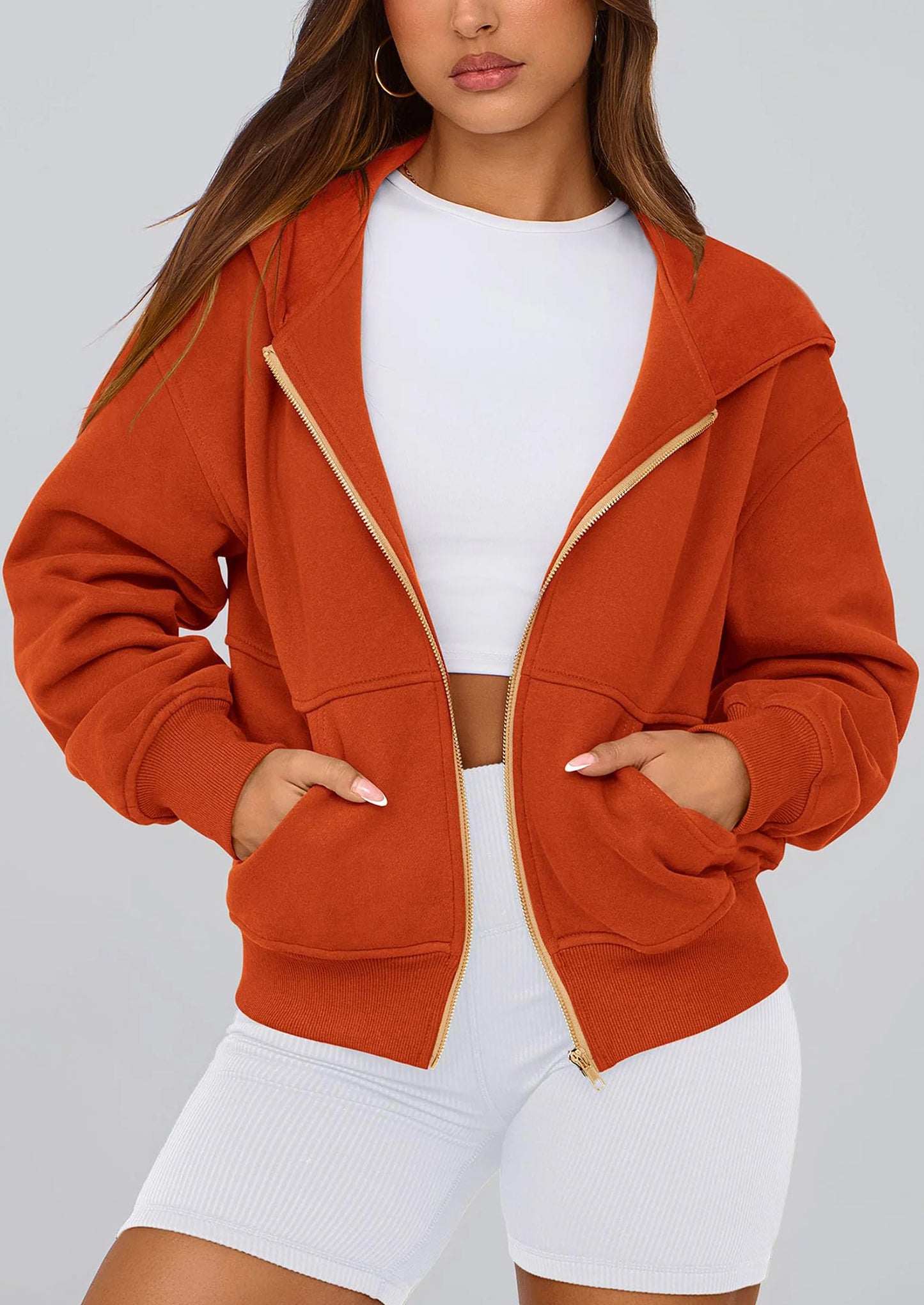 Hoodies For Women Sweatshirt Zip Up Hoodie Fall Fashion Trendy Long Sleeve Jackets Winter Clothing Outfits