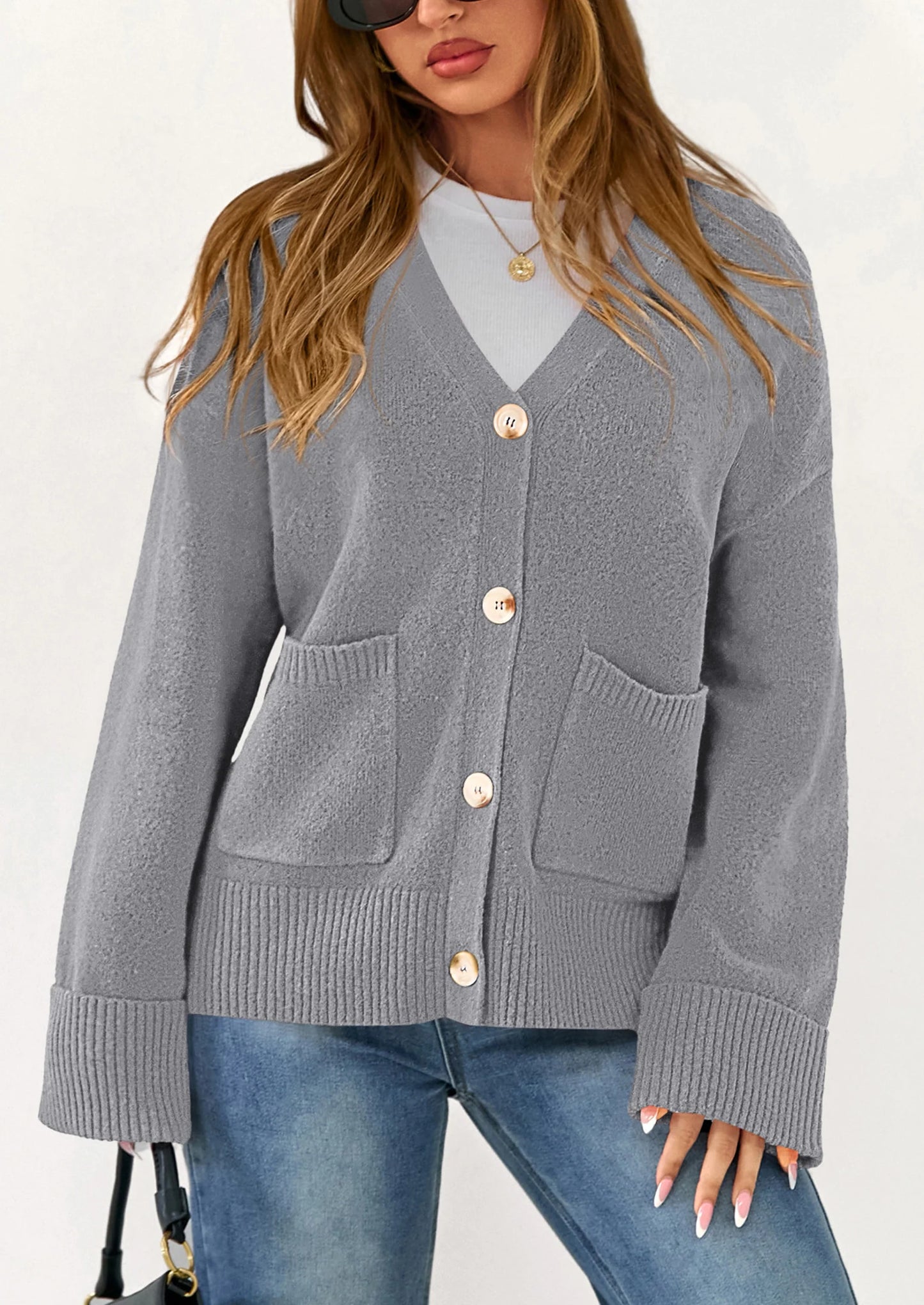 Women's Oversized Cardigan Sweaters Trendy Chunky Knit Long Sleeve V Neck Button Down Fall Winter Outfits