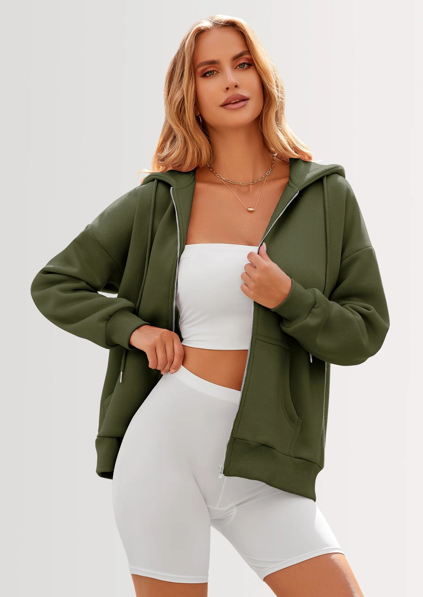 Women's Zip Up Y2K Hoodies Casual Long Sleeve Sweatshirts Fall Spring Track Jackets with Pockets