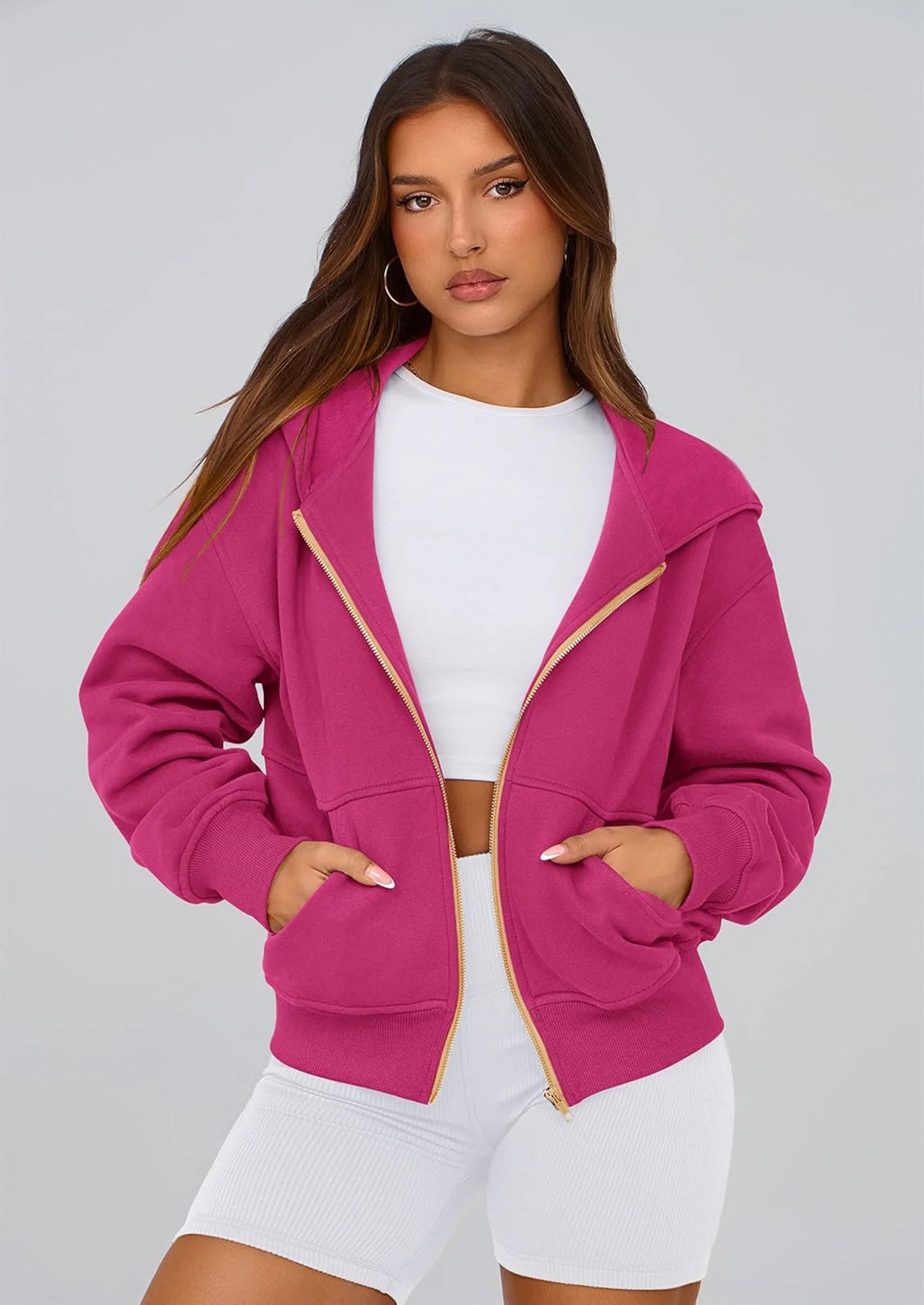Hoodies For Women Sweatshirt Zip Up Hoodie Fall Fashion Trendy Long Sleeve Jackets Winter Clothing Outfits