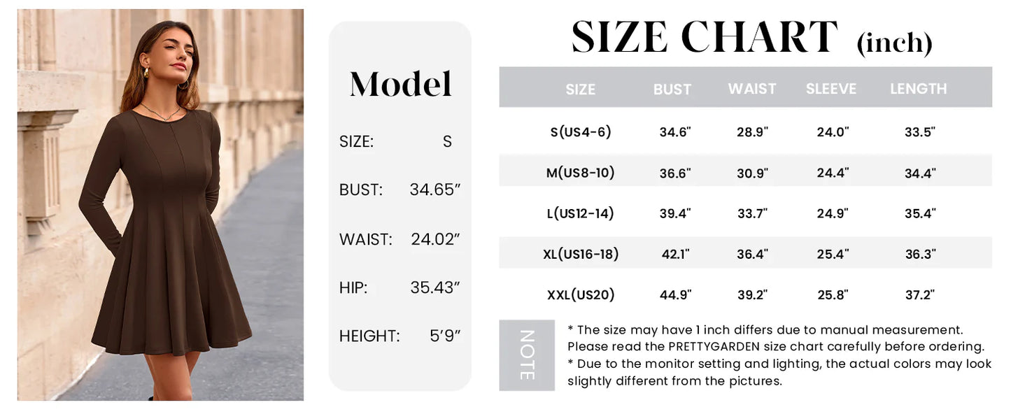 Fall Cocktail Dresses for Women Elegant Classy Wedding Guest Long Sleeve Homecoming Party A Line Mini Dress