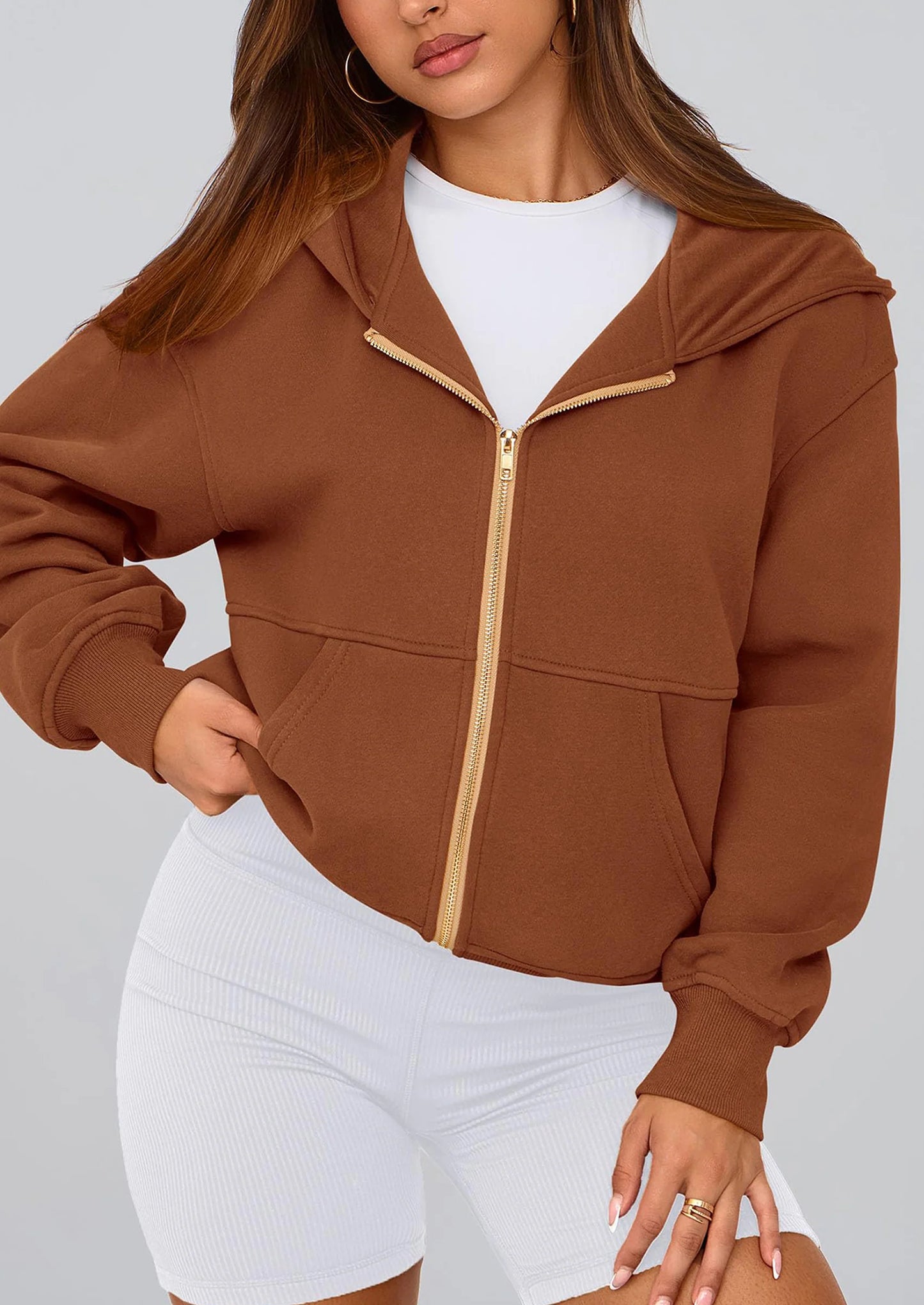 Hoodies For Women Sweatshirt Zip Up Hoodie Fall Fashion Trendy Long Sleeve Jackets Winter Clothing Outfits