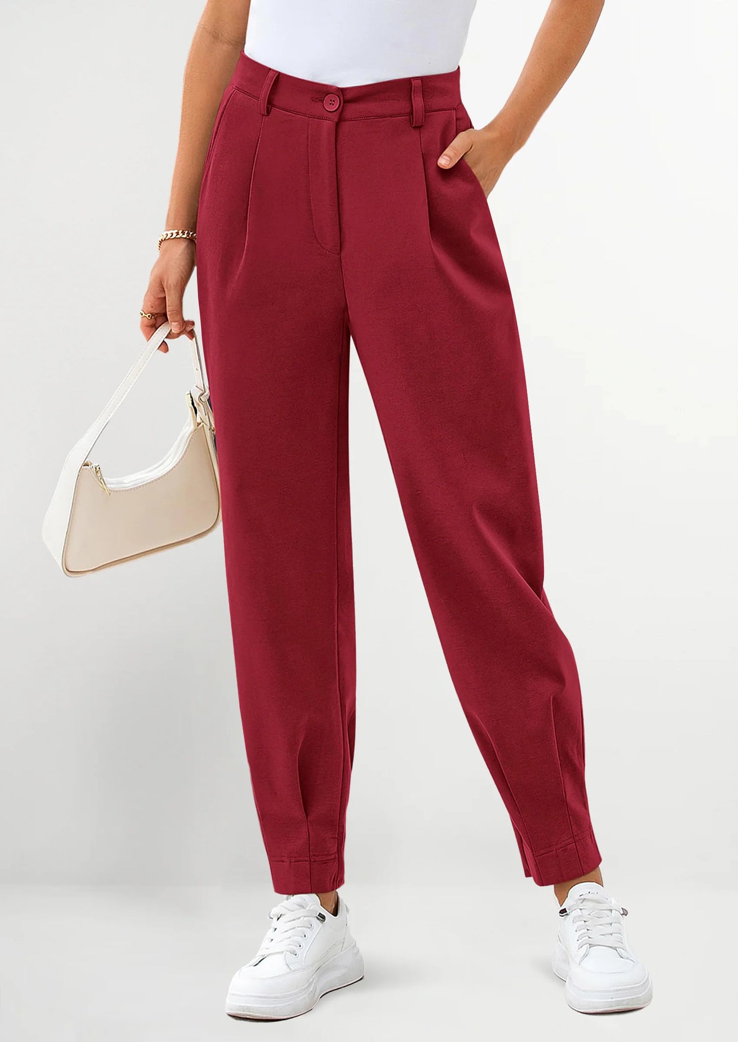 Womens Dress Pants Business Casual Trendy High Waisted Ankle Length Dressy Trousers Slacks Work Clothes