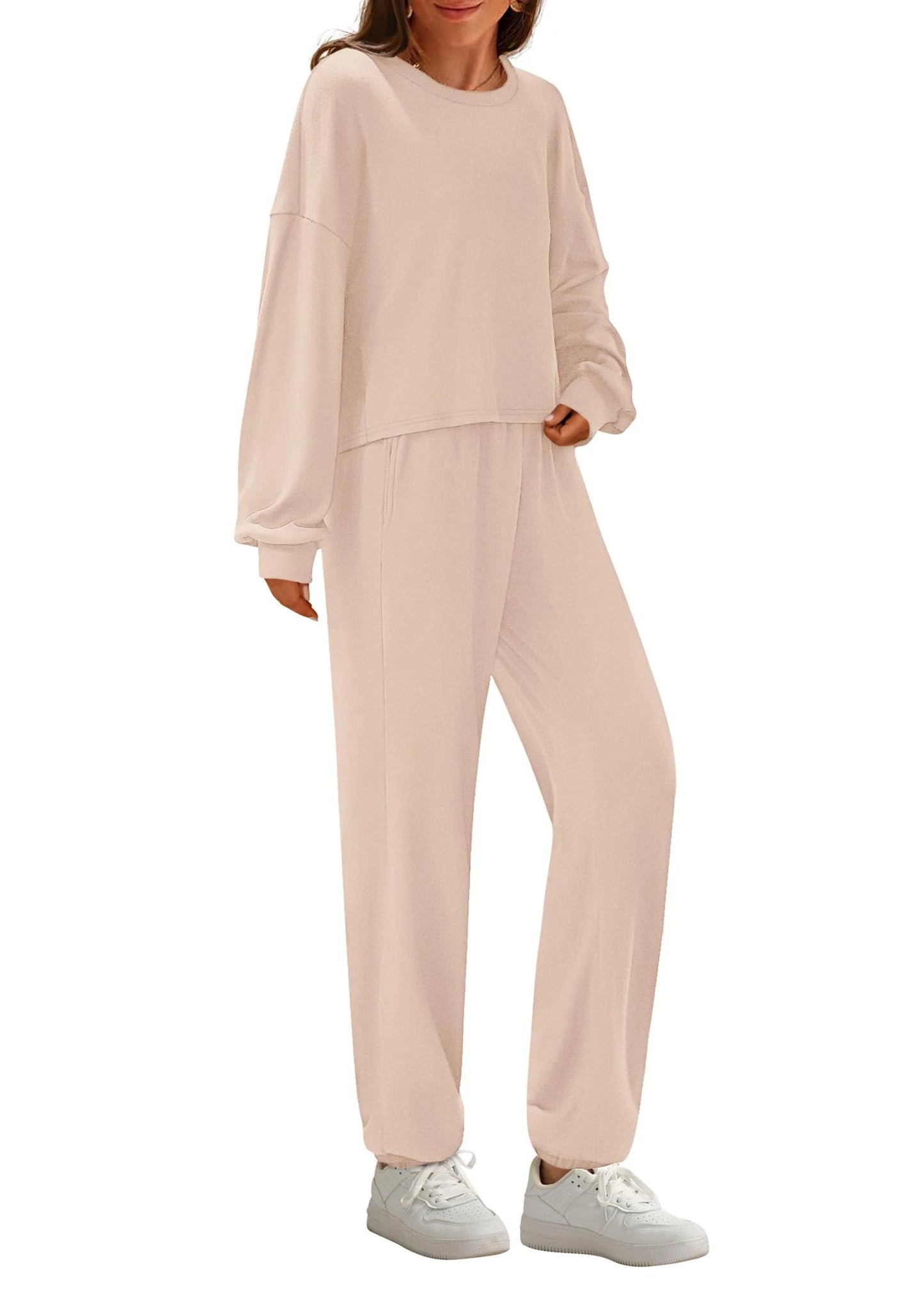 Women's Two Piece Outfits Lounge Sets Long Sleeve Pullover Tops Sweatpants Fall Fashion Matching Clothing