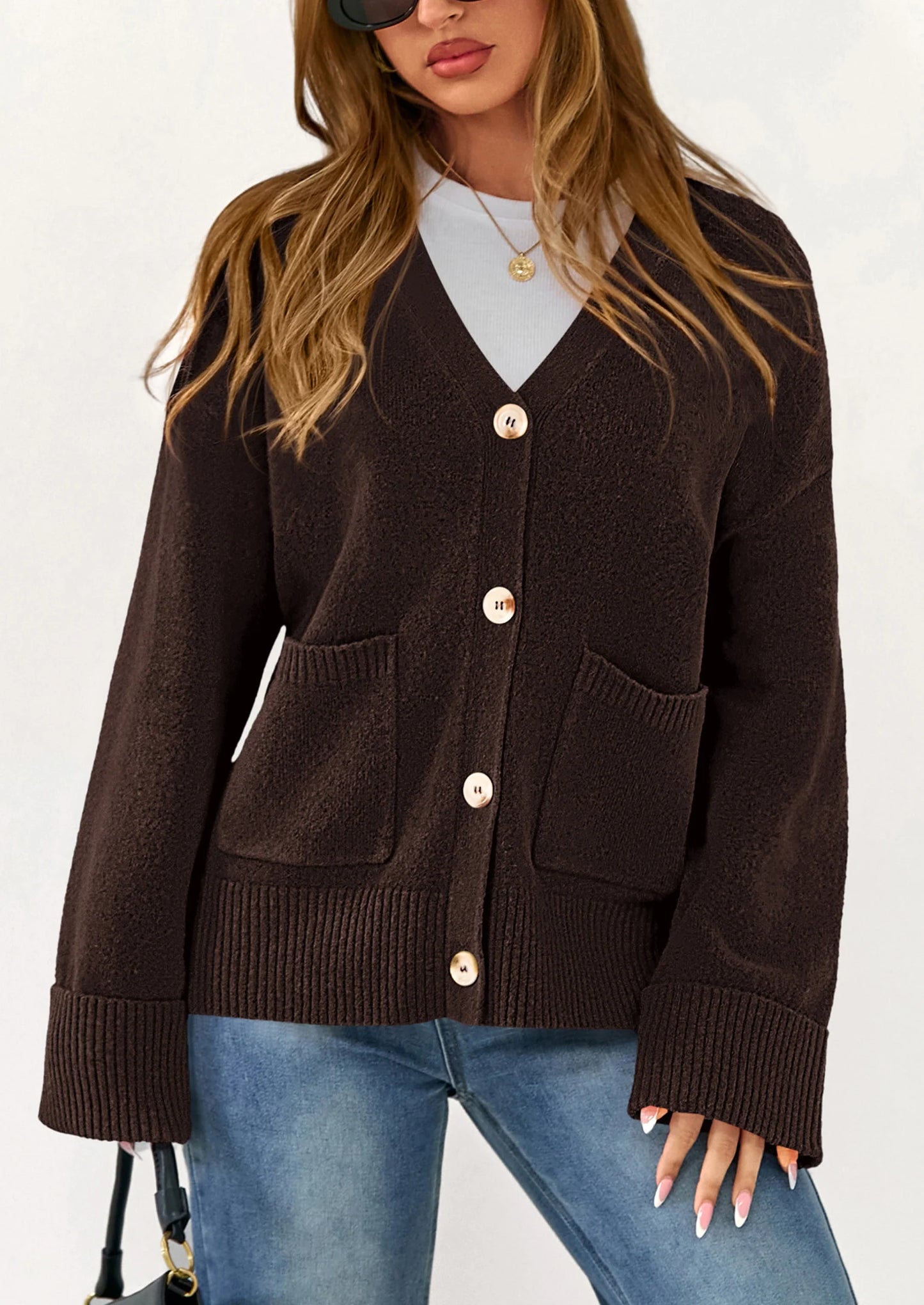 Women's Oversized Cardigan Sweaters Trendy Chunky Knit Long Sleeve V Neck Button Down Fall Winter Outfits