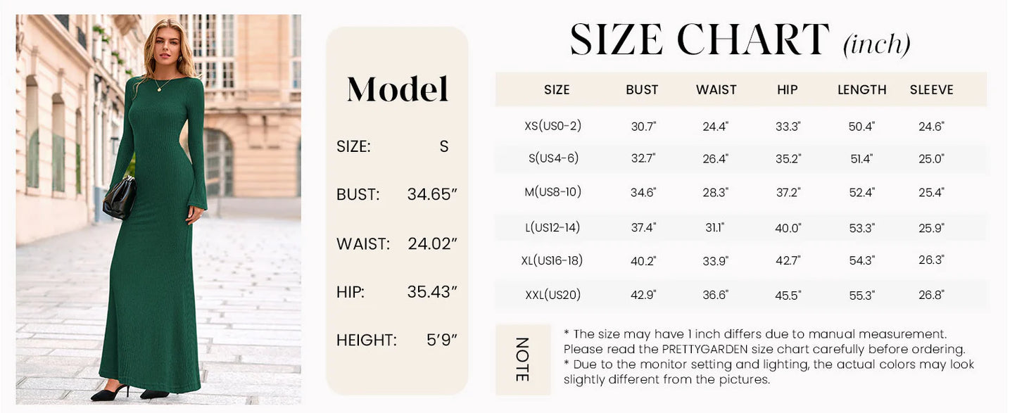 Women's Fall Fashion Long Sleeve Maxi Dress Ribbed Knit Boat Neck Bodycon Casual Dresses Going Out Outfits