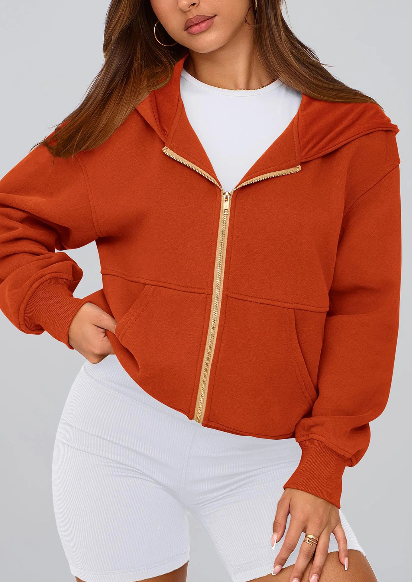 Hoodies For Women Sweatshirt Zip Up Hoodie Fall Fashion Trendy Long Sleeve Jackets Winter Clothing Outfits