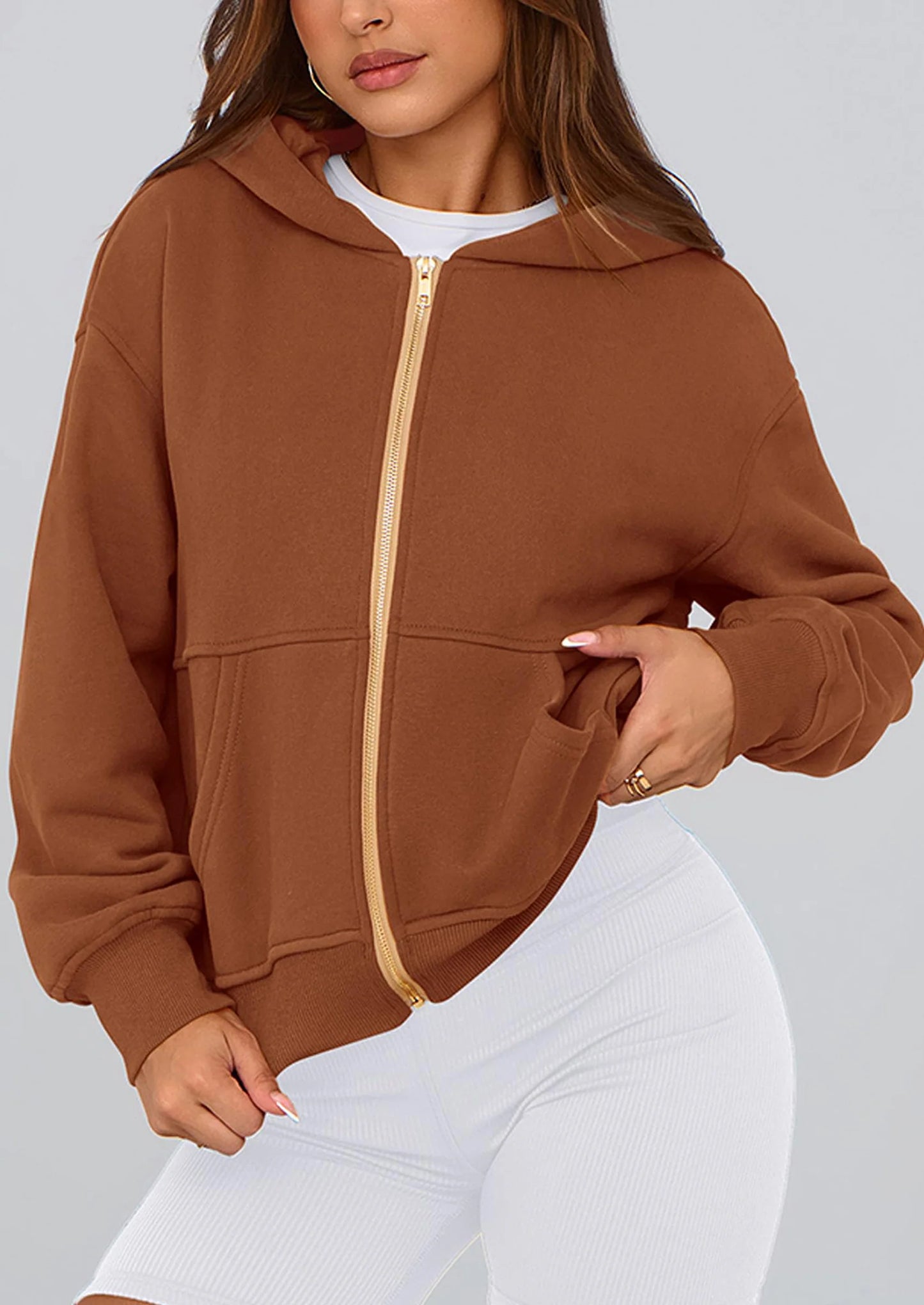Hoodies For Women Sweatshirt Zip Up Hoodie Fall Fashion Trendy Long Sleeve Jackets Winter Clothing Outfits