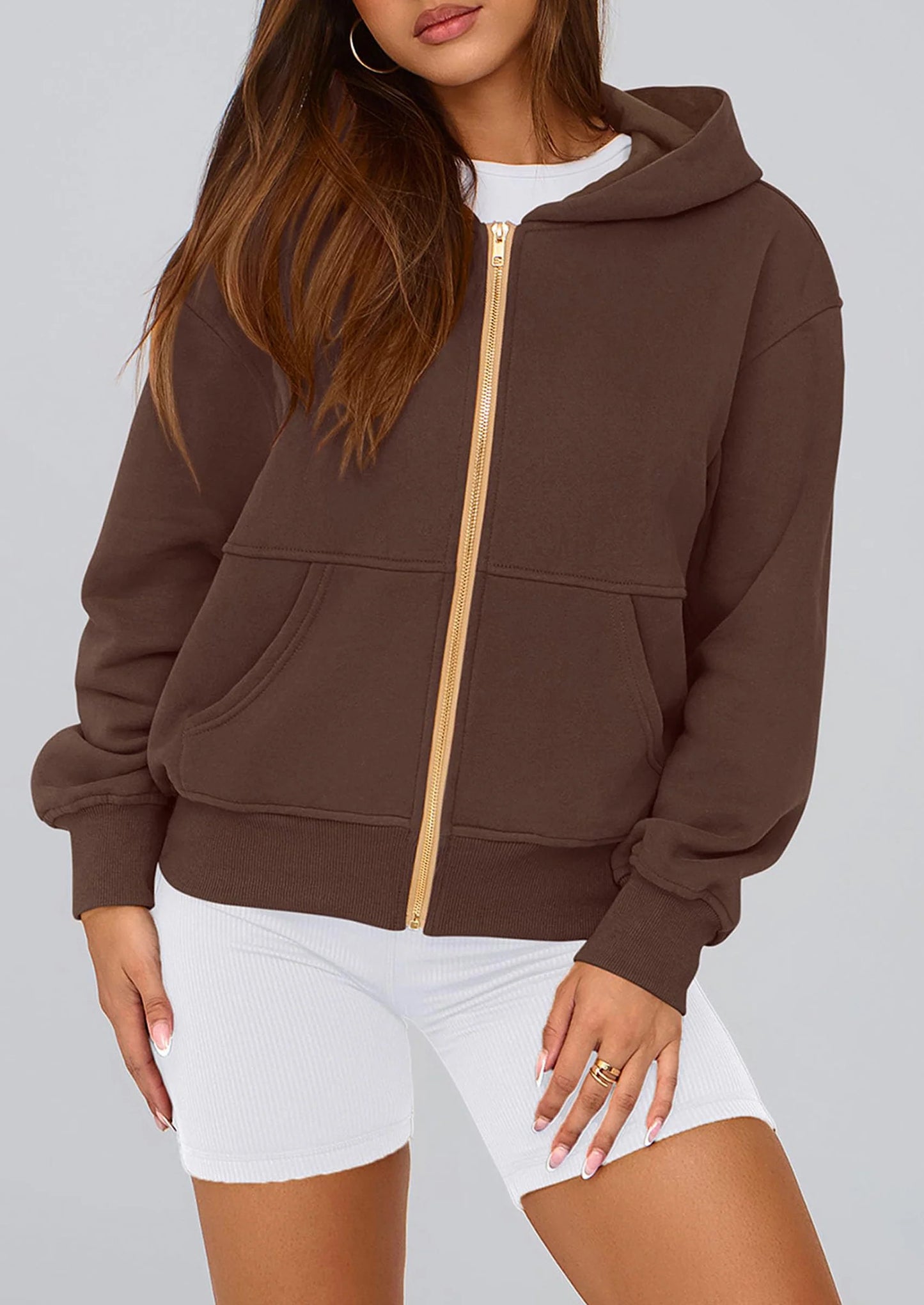 Hoodies For Women Sweatshirt Zip Up Hoodie Fall Fashion Trendy Long Sleeve Jackets Winter Clothing Outfits