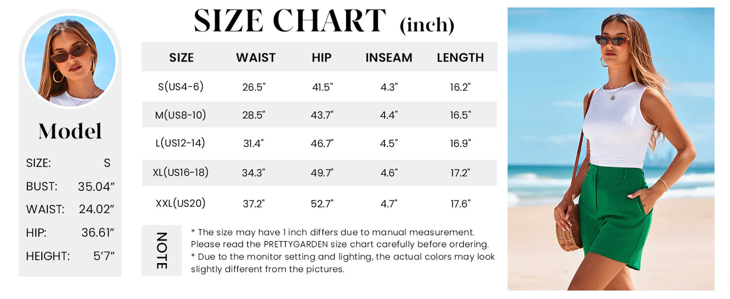 Shorts for Women Dressy Summer Elastic High Waisted Wide Leg Business Casual Work Shorts with Pockets