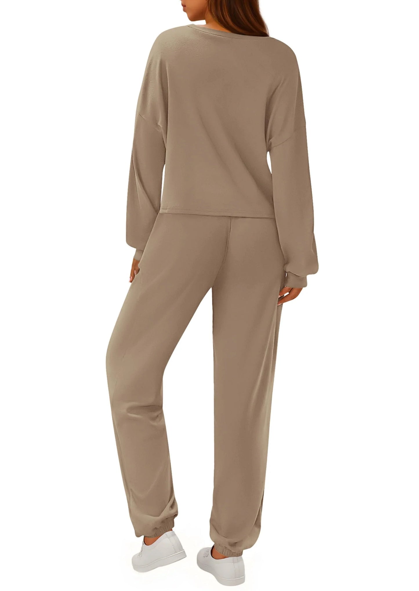 Women's Two Piece Outfits Lounge Sets Long Sleeve Pullover Tops Sweatpants Fall Fashion Matching Clothing