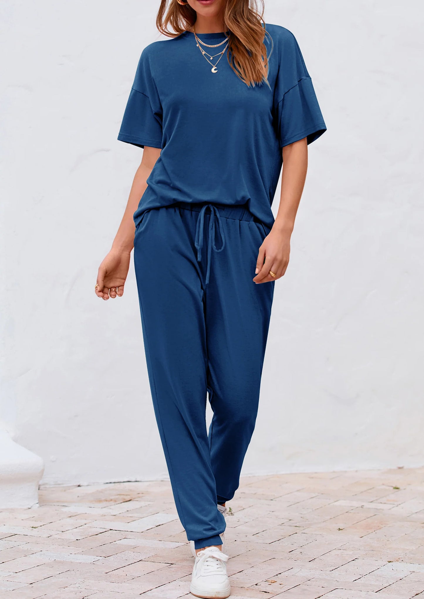 Women's Two Piece Lounge Sets Spring Summer Jogger Pants Vacation Outfits Travel Airplane Matching Clothes