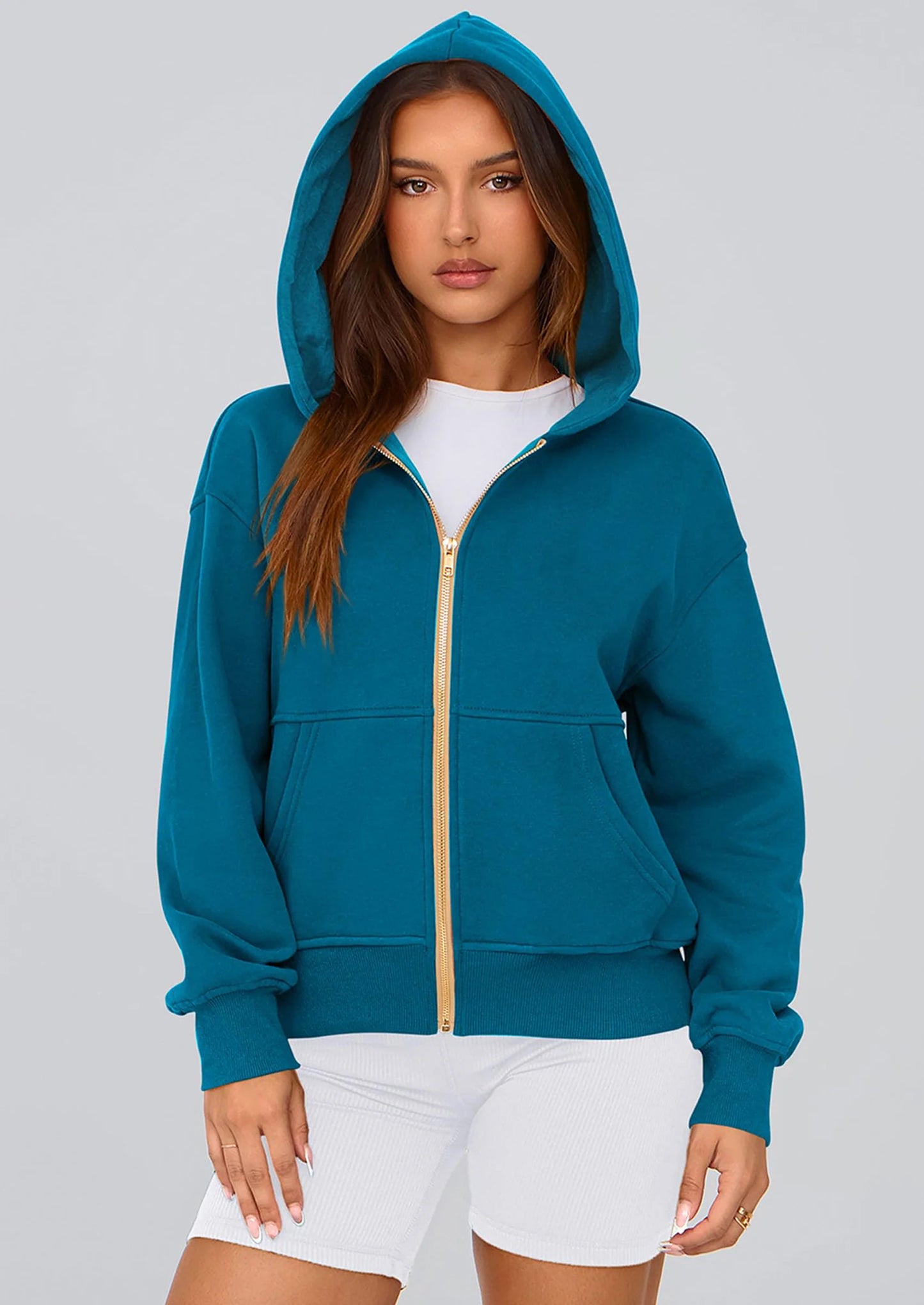 Hoodies For Women Sweatshirt Zip Up Hoodie Fall Fashion Trendy Long Sleeve Jackets Winter Clothing Outfits
