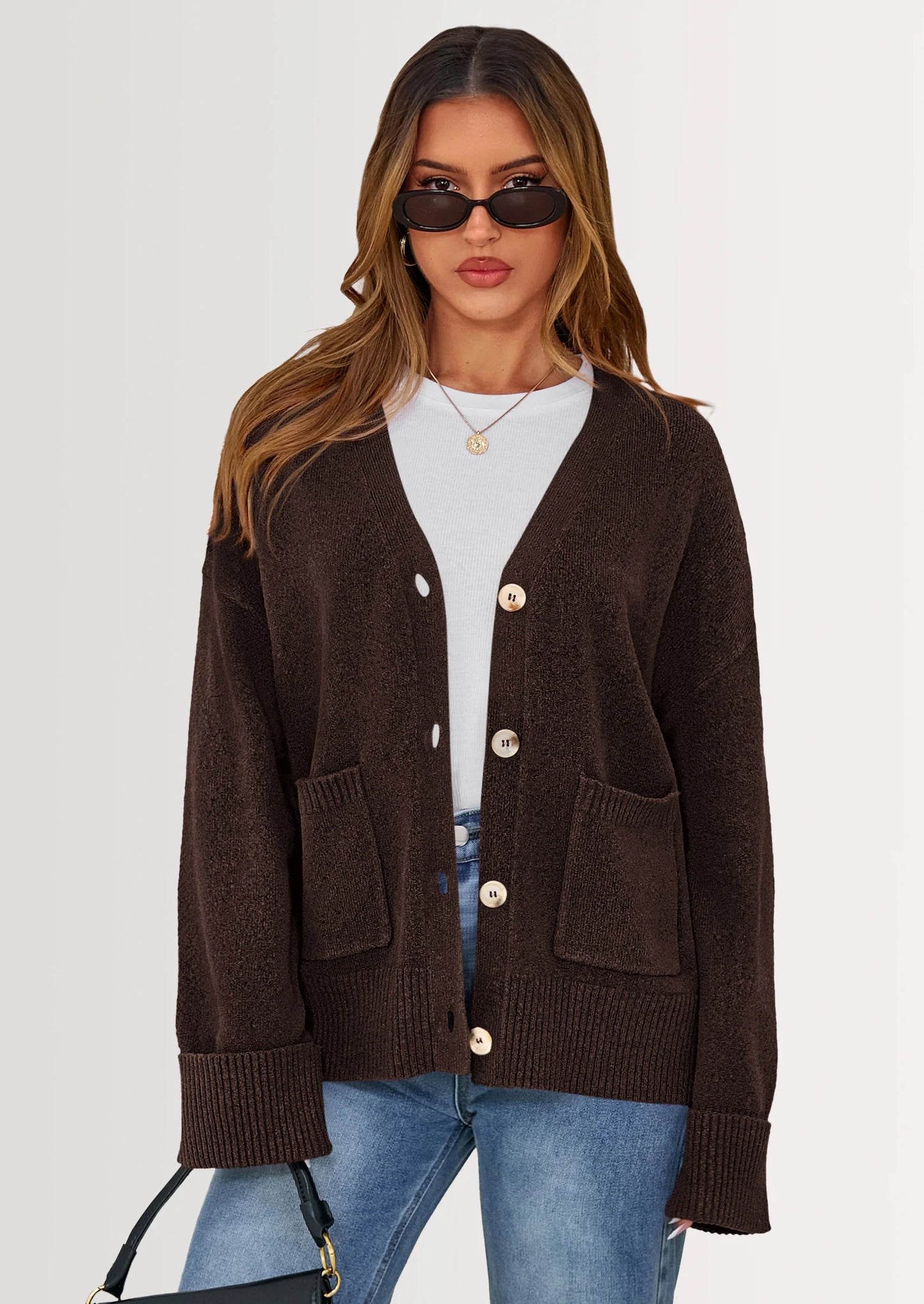Women's Oversized Cardigan Sweaters Trendy Chunky Knit Long Sleeve V Neck Button Down Fall Winter Outfits