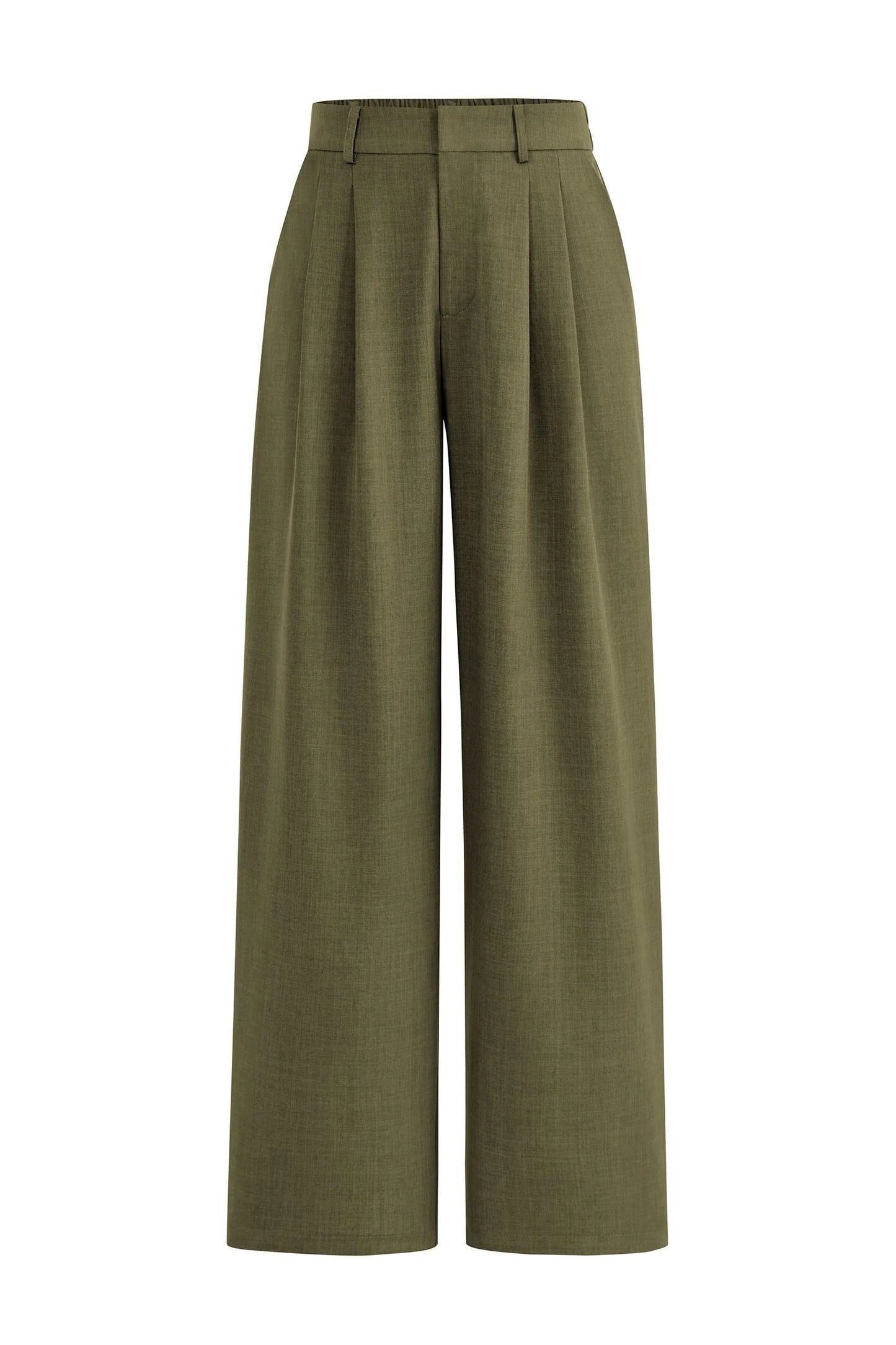 Women's Summer Elastic High Waisted Work Pants Straight Leg Dressy Business Casual Trousers Slacks Pockets