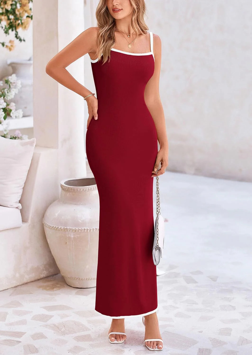Spring Dresses for Women Summer Resort Wear Sexy Bodycon Sundress Spaghetti Strap Vacation Maxi Dress