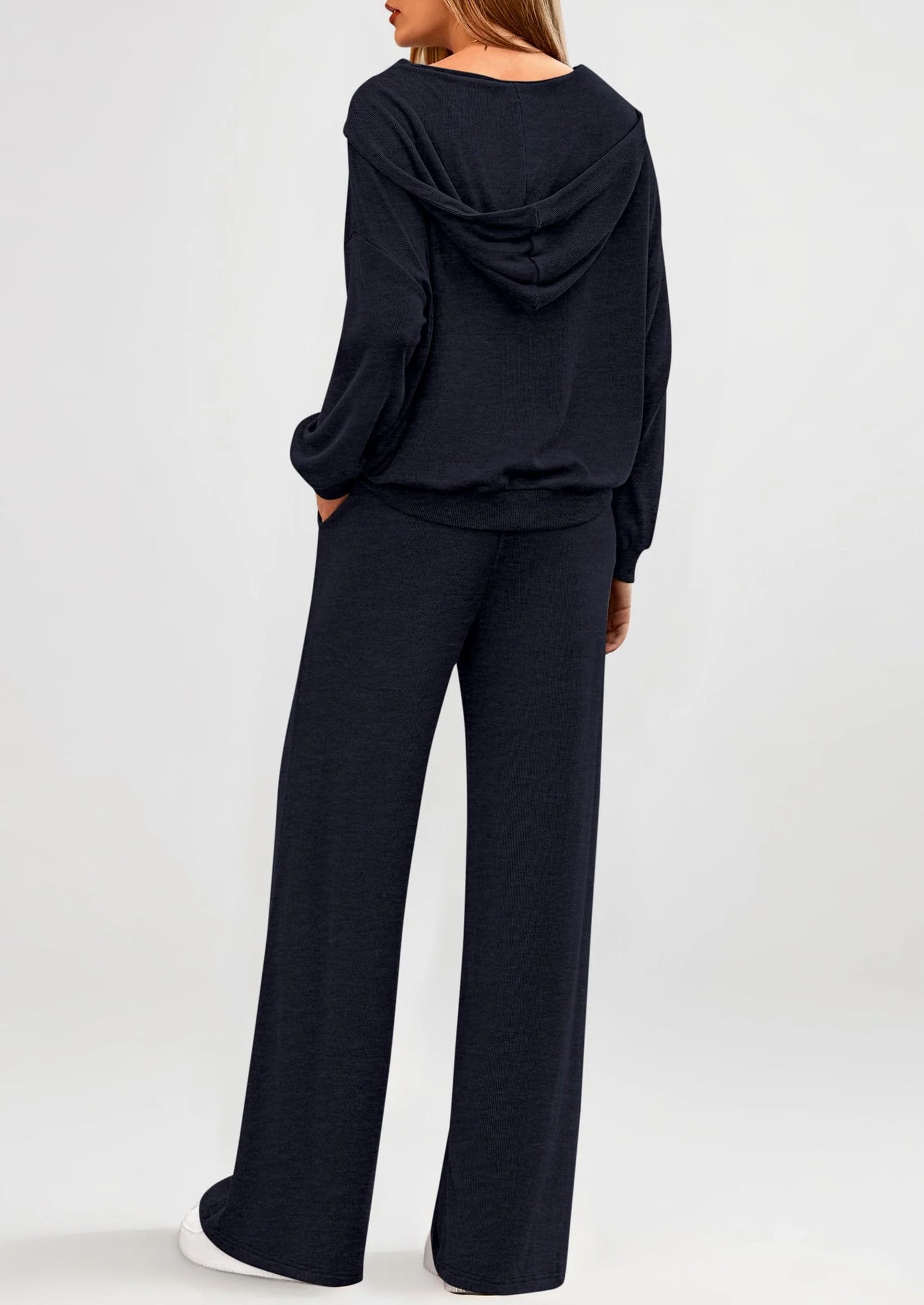 Women's 2 Piece Fall Lounge Sets Zip Up Hoodie Wide Leg Pants Tracksuit Matching Travel Outfits Clothes