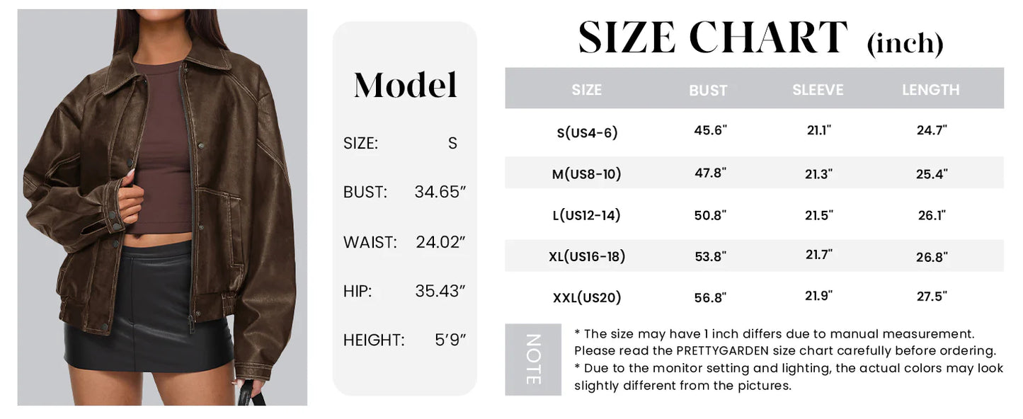 Faux Leather Jacket Women Bomber Motorcycle Zip Up Jackets Oversized Fall Fashion Outfits Winter Coats