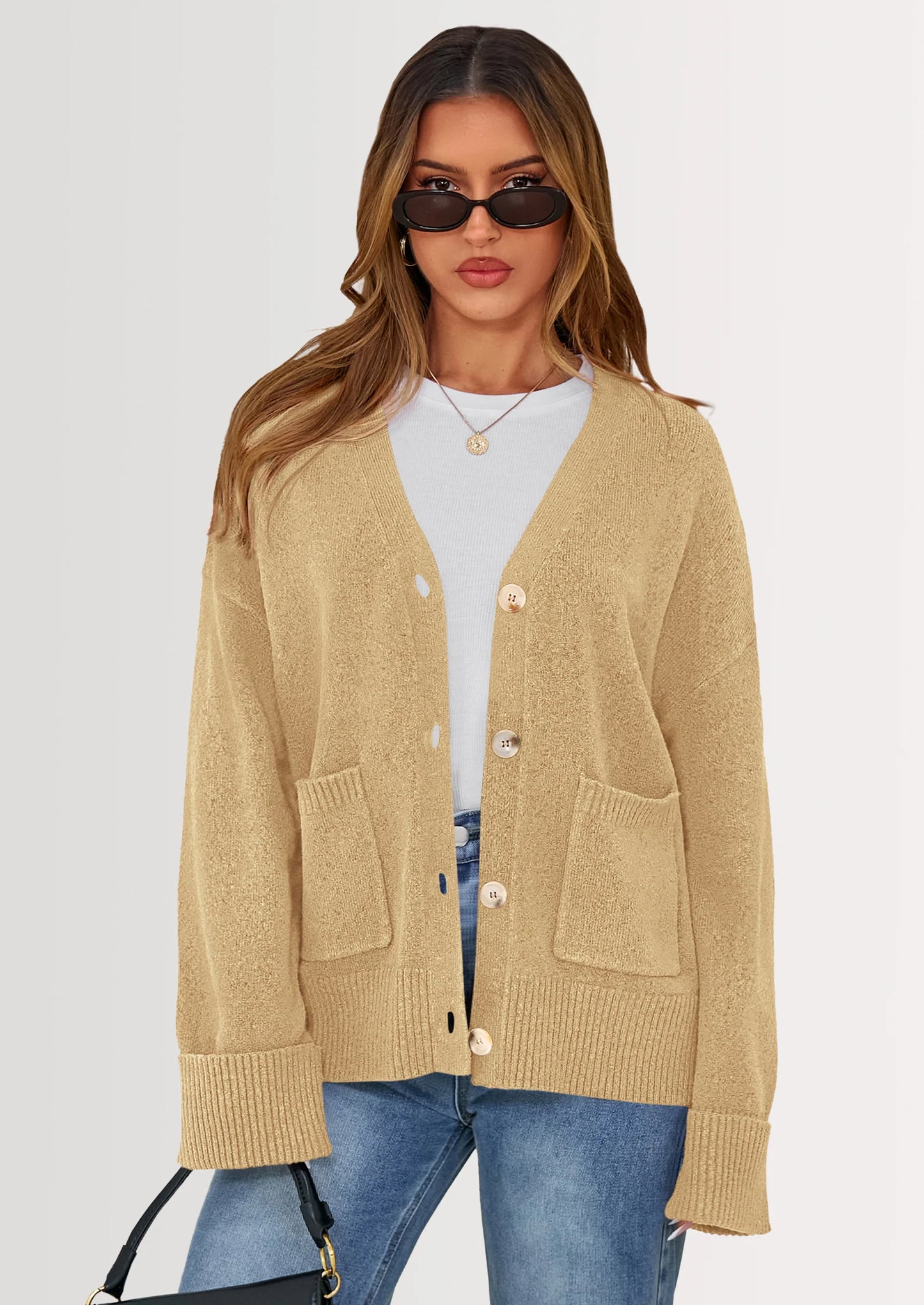 Women's Oversized Cardigan Sweaters Trendy Chunky Knit Long Sleeve V Neck Button Down Fall Winter Outfits