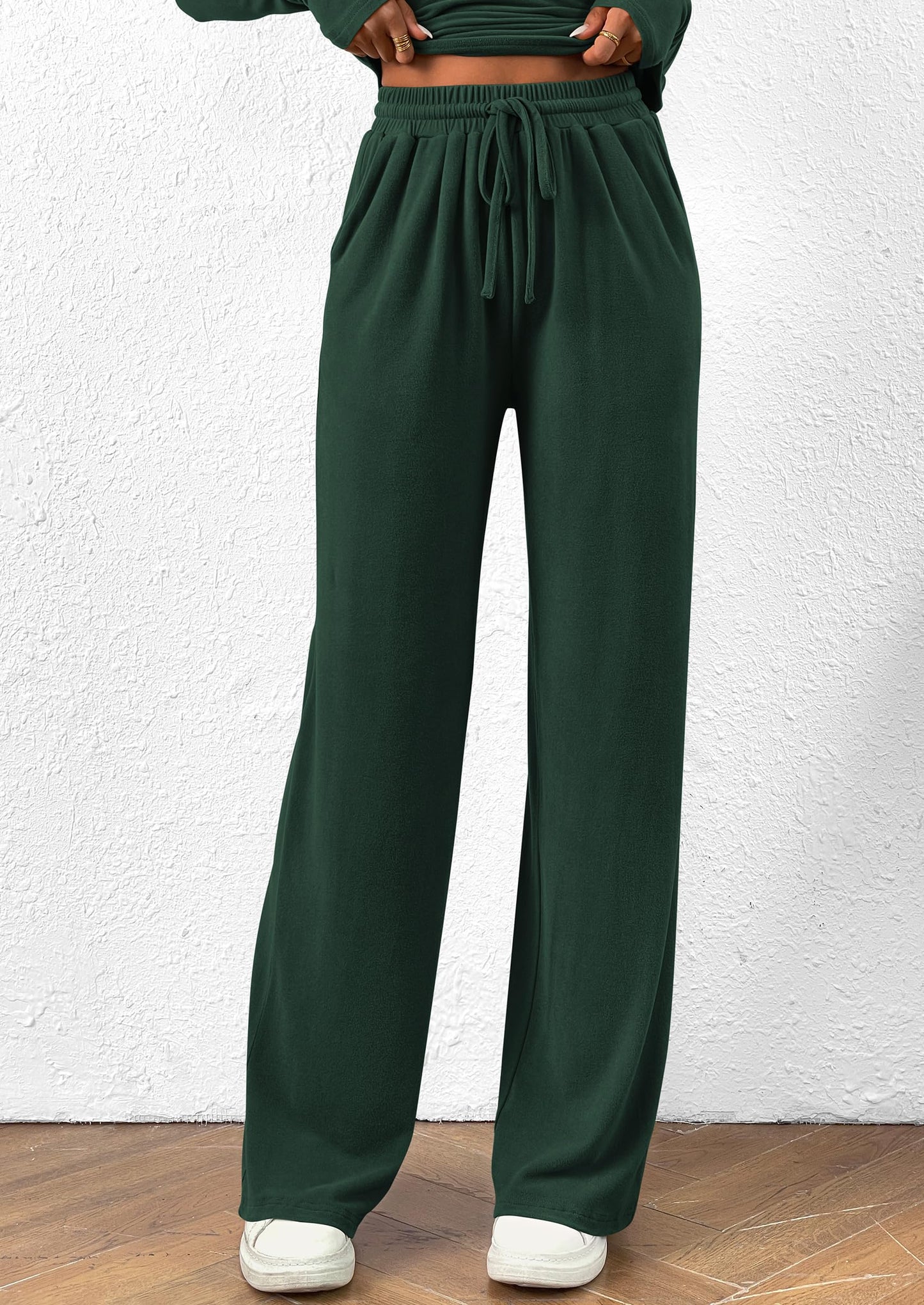 Women's 2 Piece Lounge Sets Asymmetrical Long Sleeve T Shirt Wide Leg Pants Casual Outfits Tracksuit