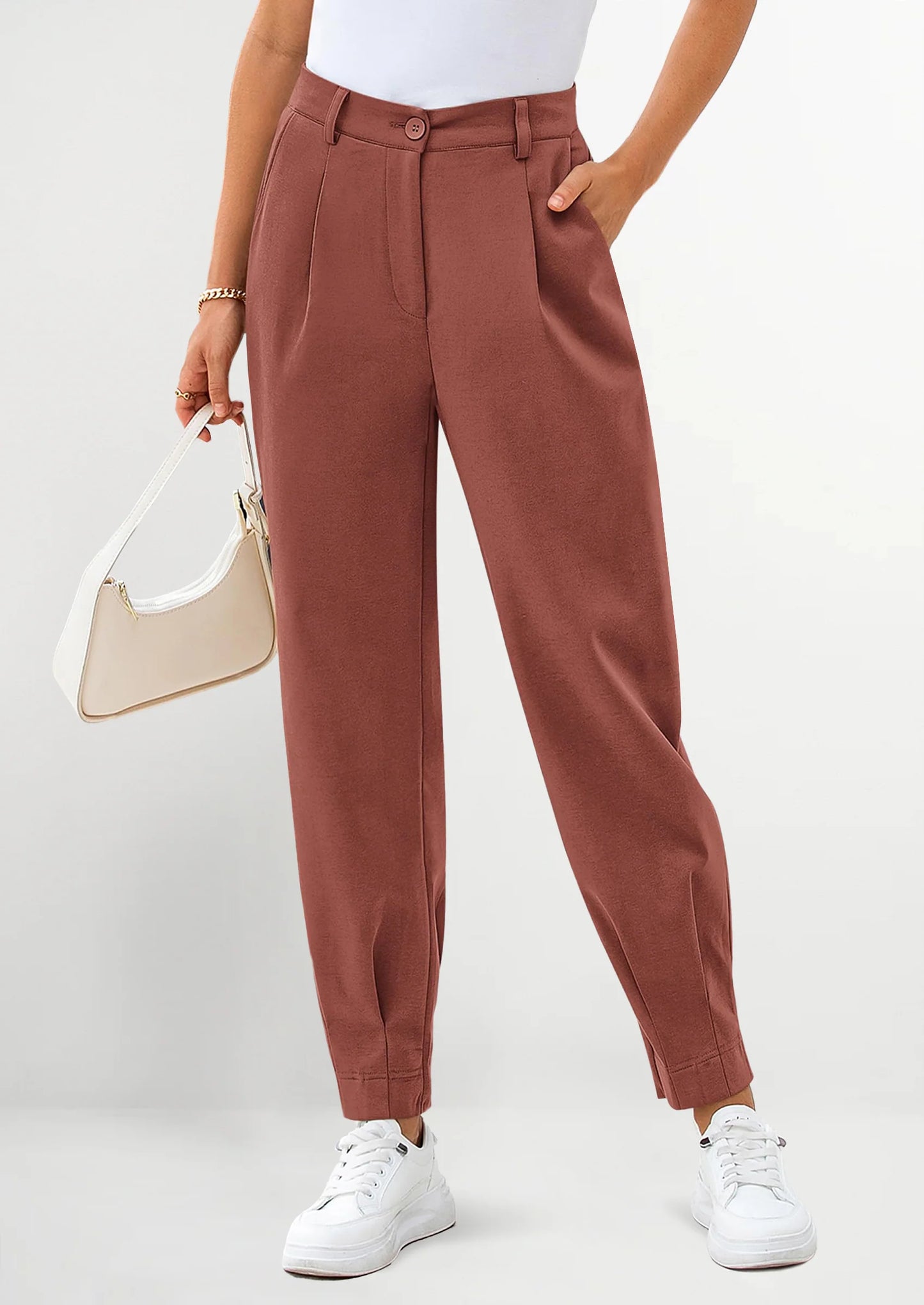 Womens Dress Pants Business Casual Trendy High Waisted Ankle Length Dressy Trousers Slacks Work Clothes
