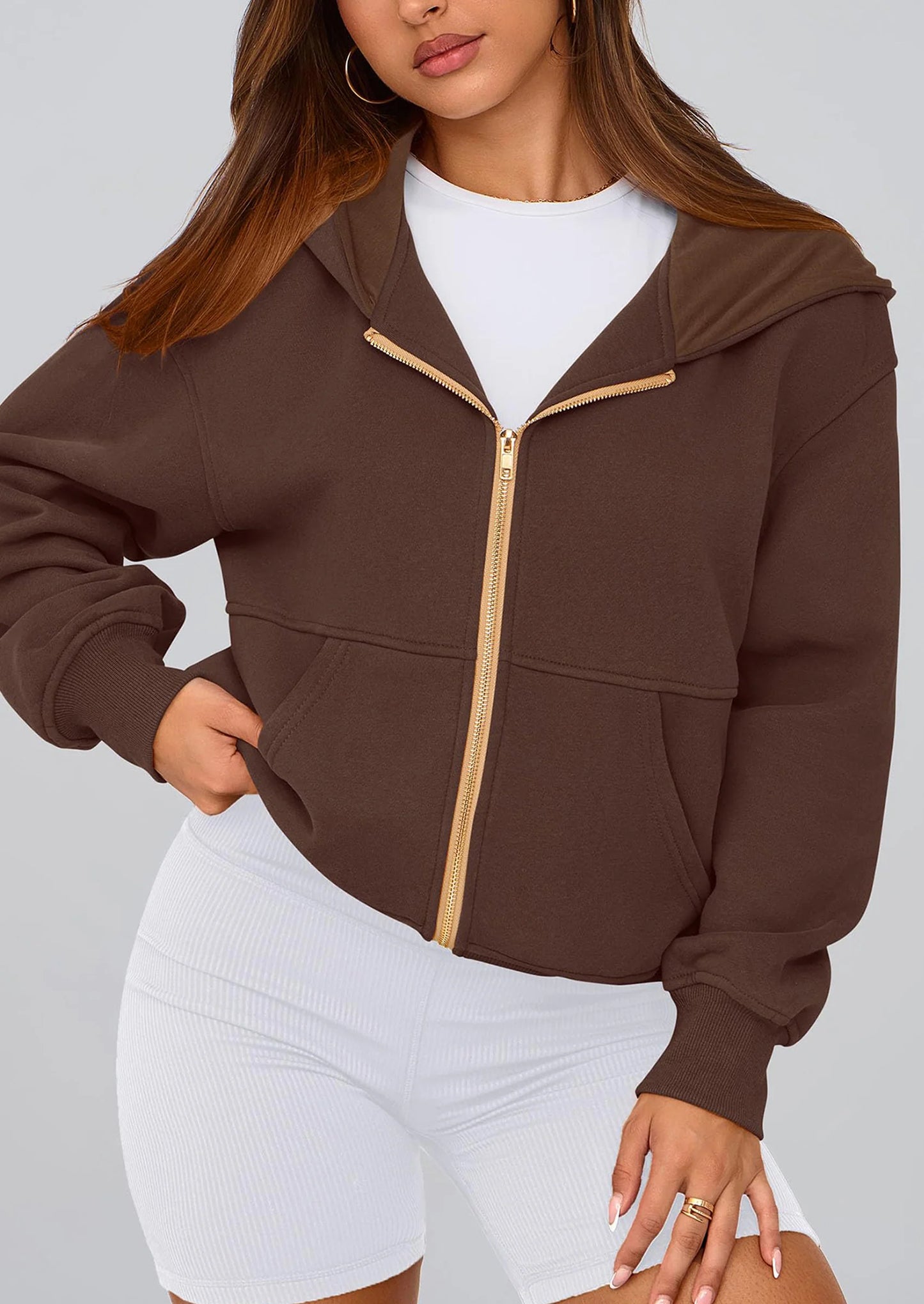 Hoodies For Women Sweatshirt Zip Up Hoodie Fall Fashion Trendy Long Sleeve Jackets Winter Clothing Outfits