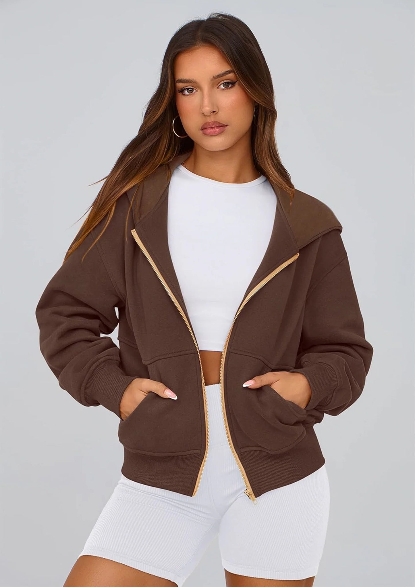 Hoodies For Women Sweatshirt Zip Up Hoodie Fall Fashion Trendy Long Sleeve Jackets Winter Clothing Outfits