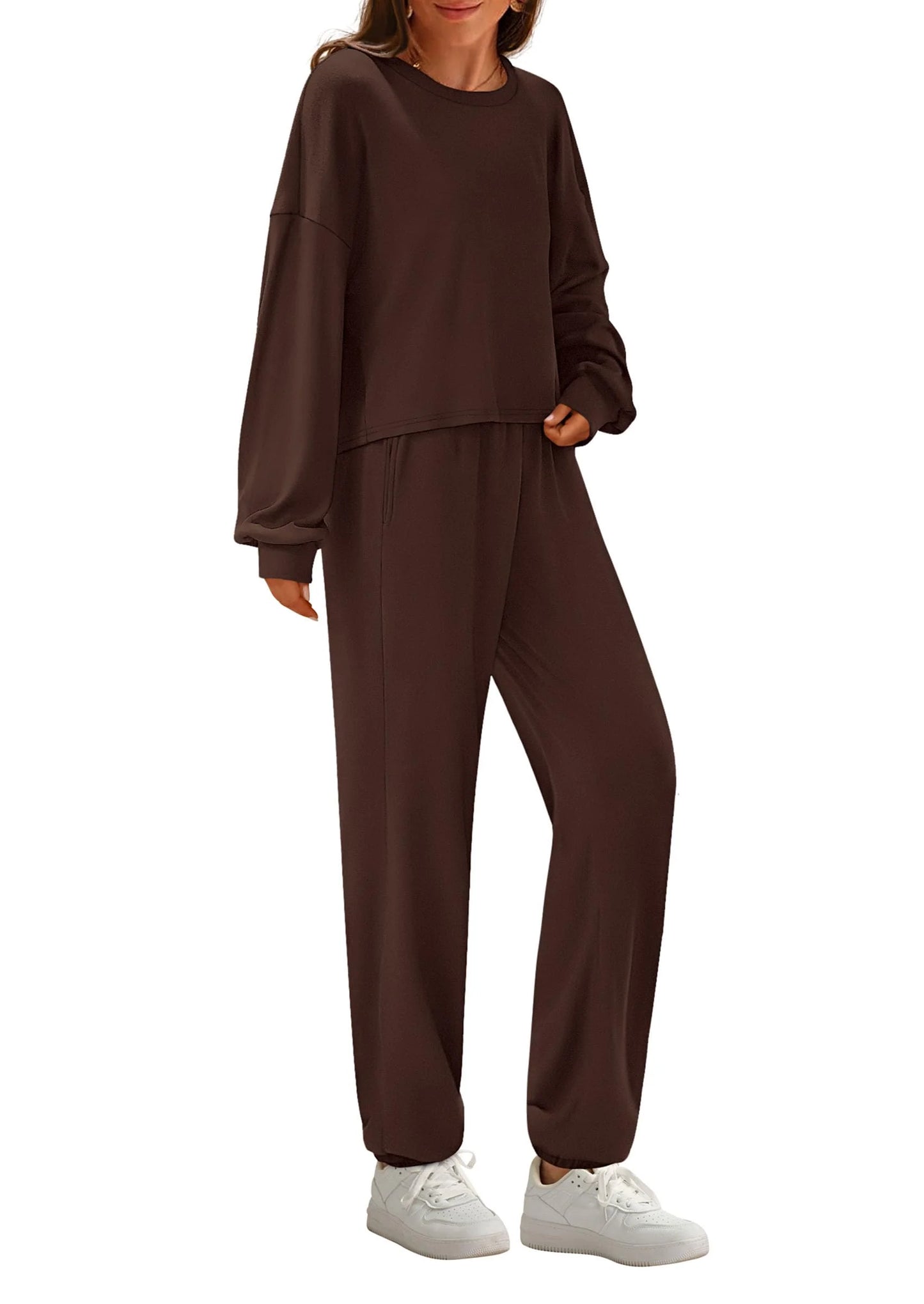 Women's Two Piece Outfits Lounge Sets Long Sleeve Pullover Tops Sweatpants Fall Fashion Matching Clothing