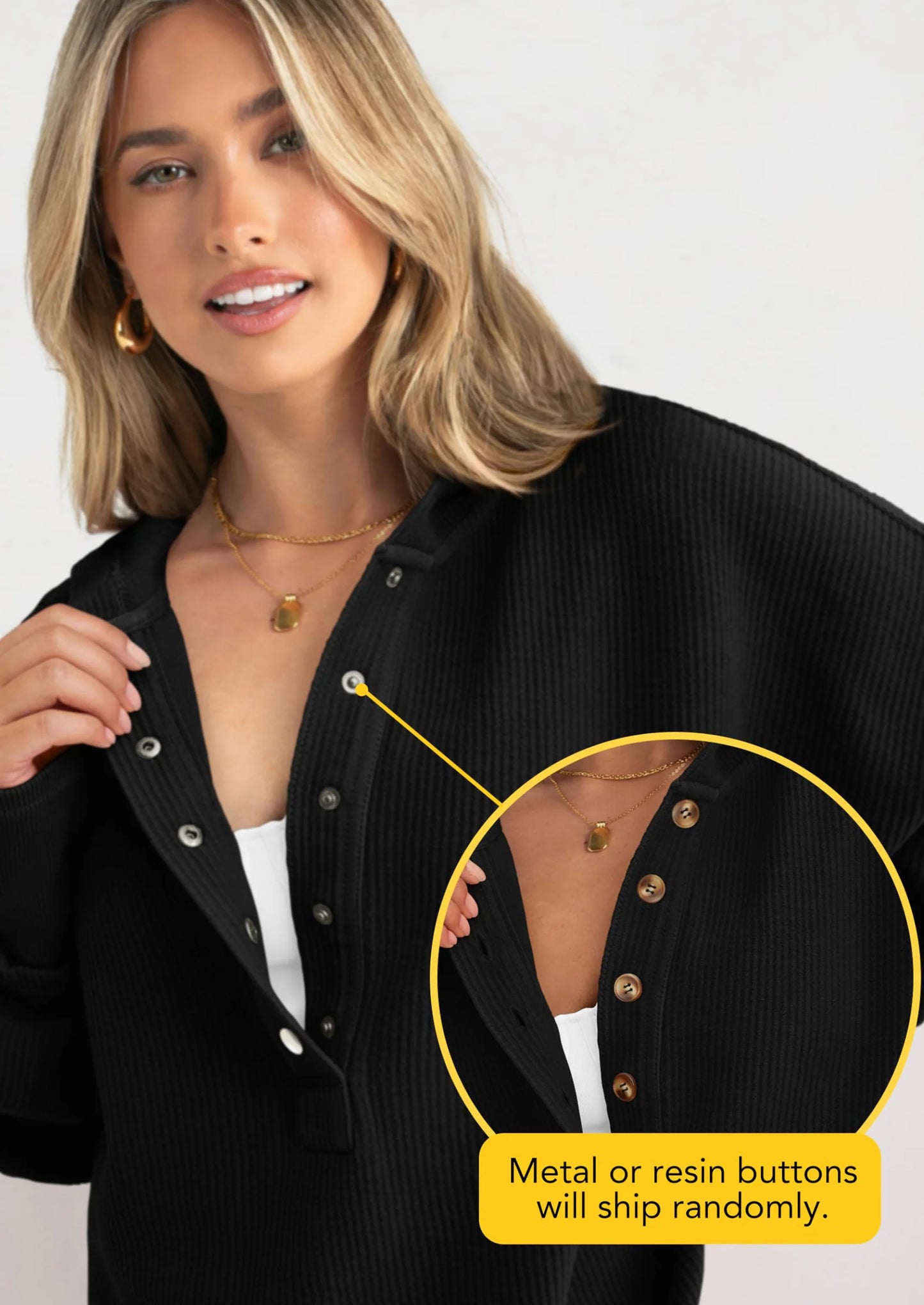 Womens Fashion Oversized Long Sleeve Hoodie Button Down V Neck Sweatshirt Side Slit Casual Pullover Tops