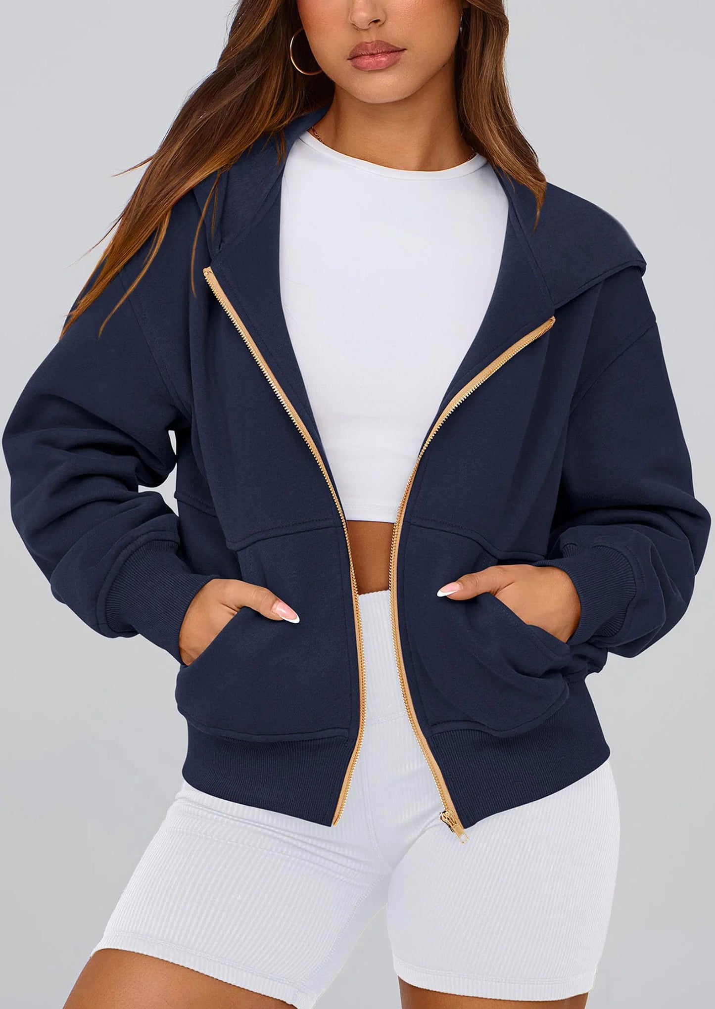 Hoodies For Women Sweatshirt Zip Up Hoodie Fall Fashion Trendy Long Sleeve Jackets Winter Clothing Outfits