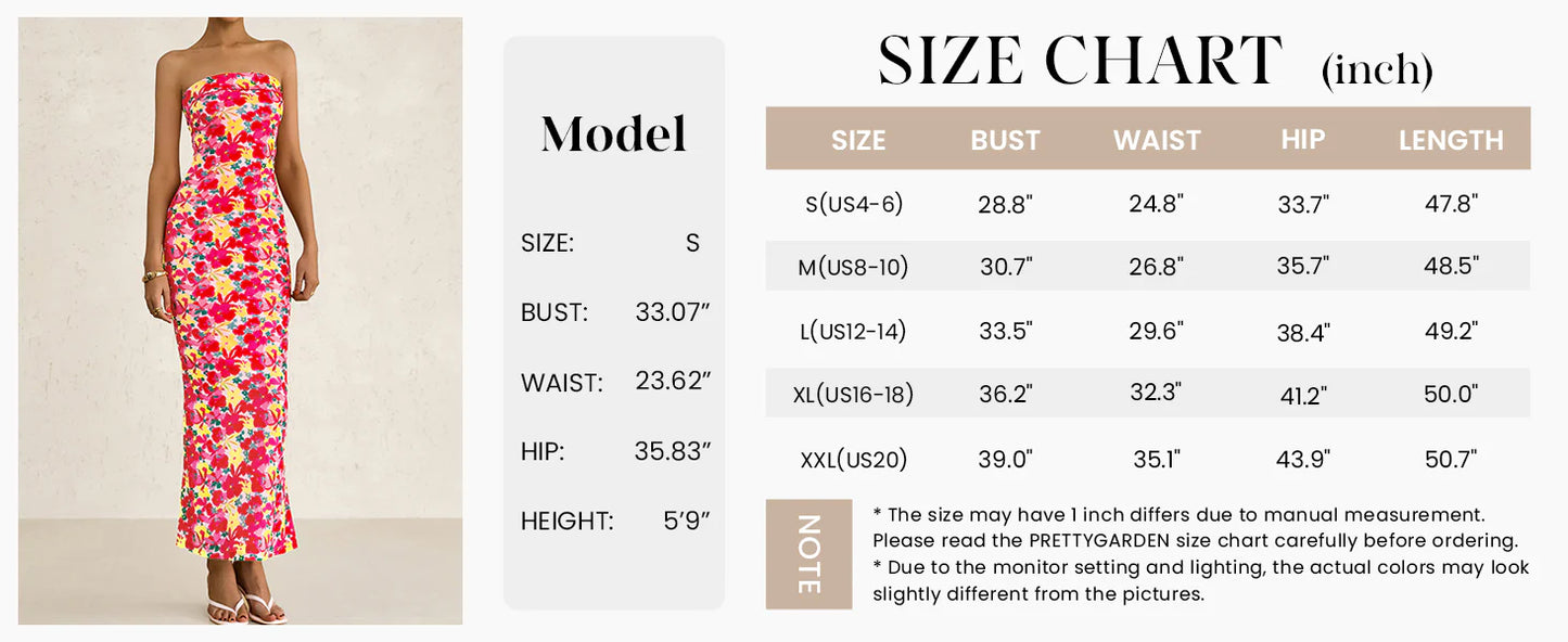 Womens Printed Tube Maxi Dress Strapless Bodycon Sleeveless Night Out Long Dresses