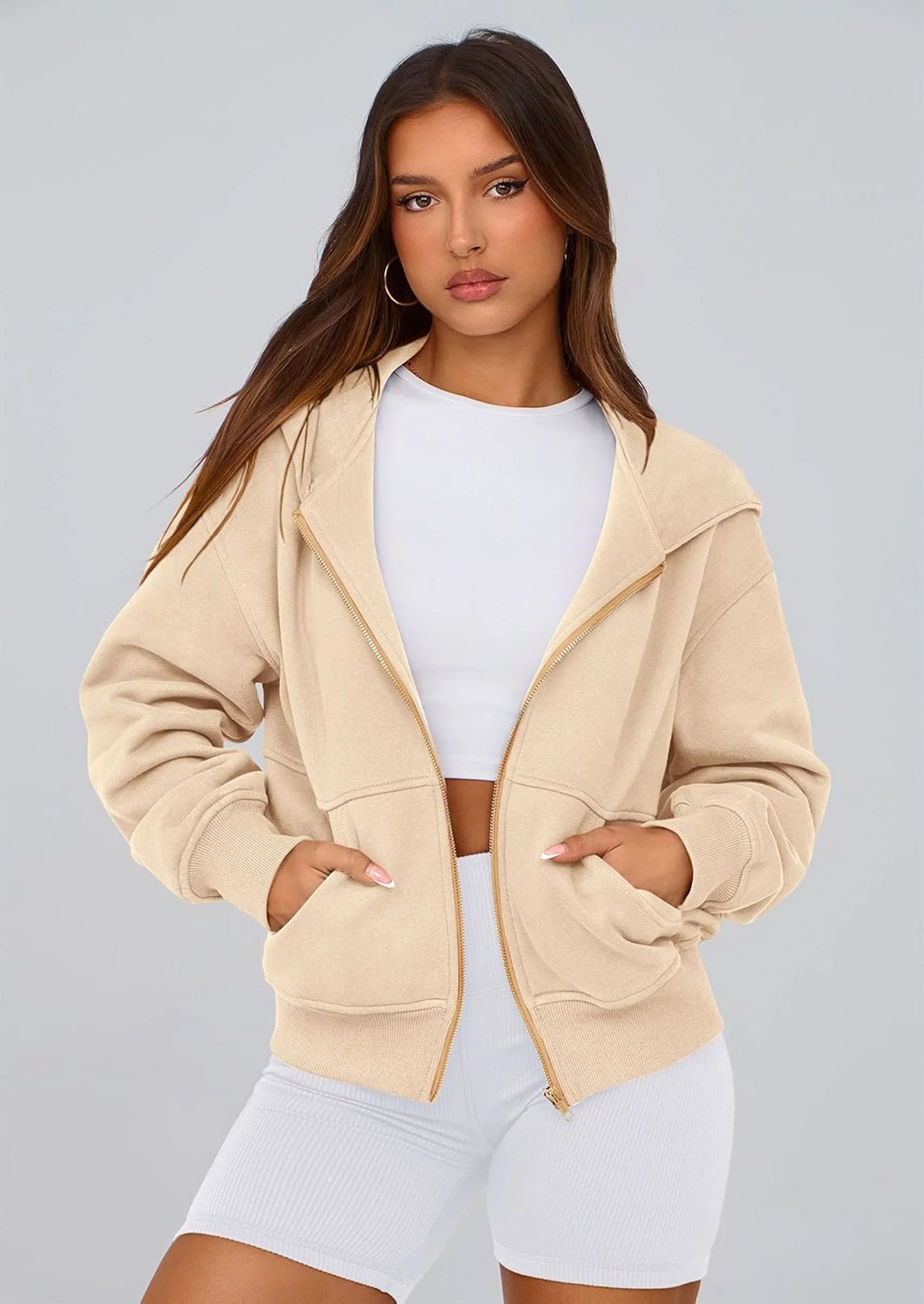 Hoodies For Women Sweatshirt Zip Up Hoodie Fall Fashion Trendy Long Sleeve Jackets Winter Clothing Outfits