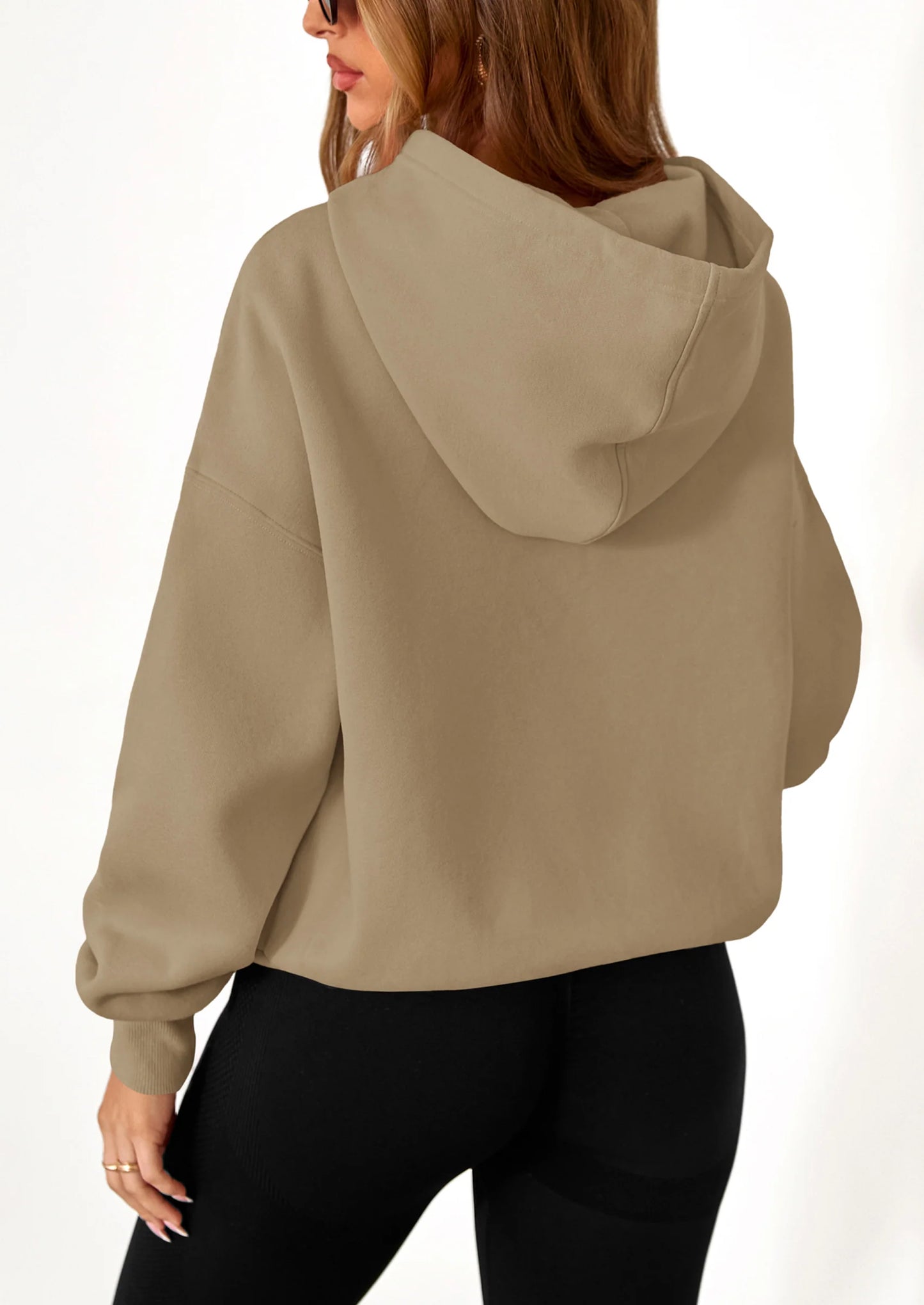 Women's Fall Hooded Sweatshirts Long Sleeve Half Zip Cropped Hoodies Pullover Winter Fashion Clothes
