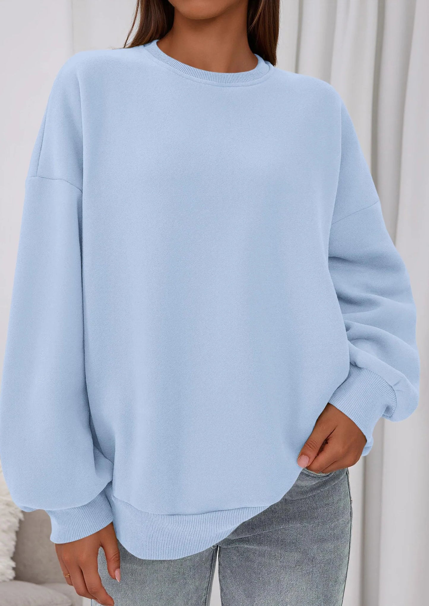 Sweatshirts for Women Oversized Crewneck Fleece Pullover Long Sleeve Tops Comfy Fall Winter Fashion Outfits