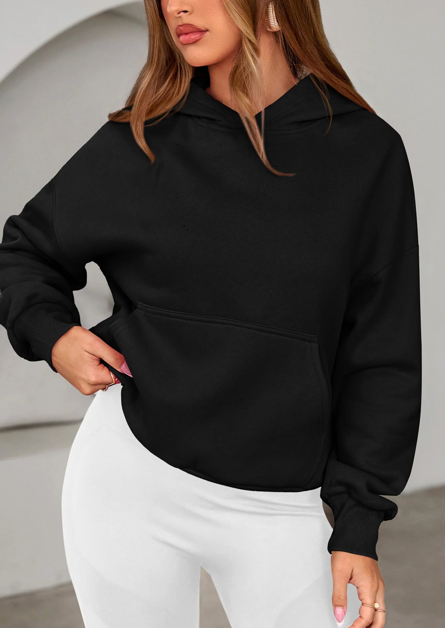 Women's Fall Hooded Sweatshirts Long Sleeve Half Zip Cropped Hoodies Pullover Winter Fashion Clothes