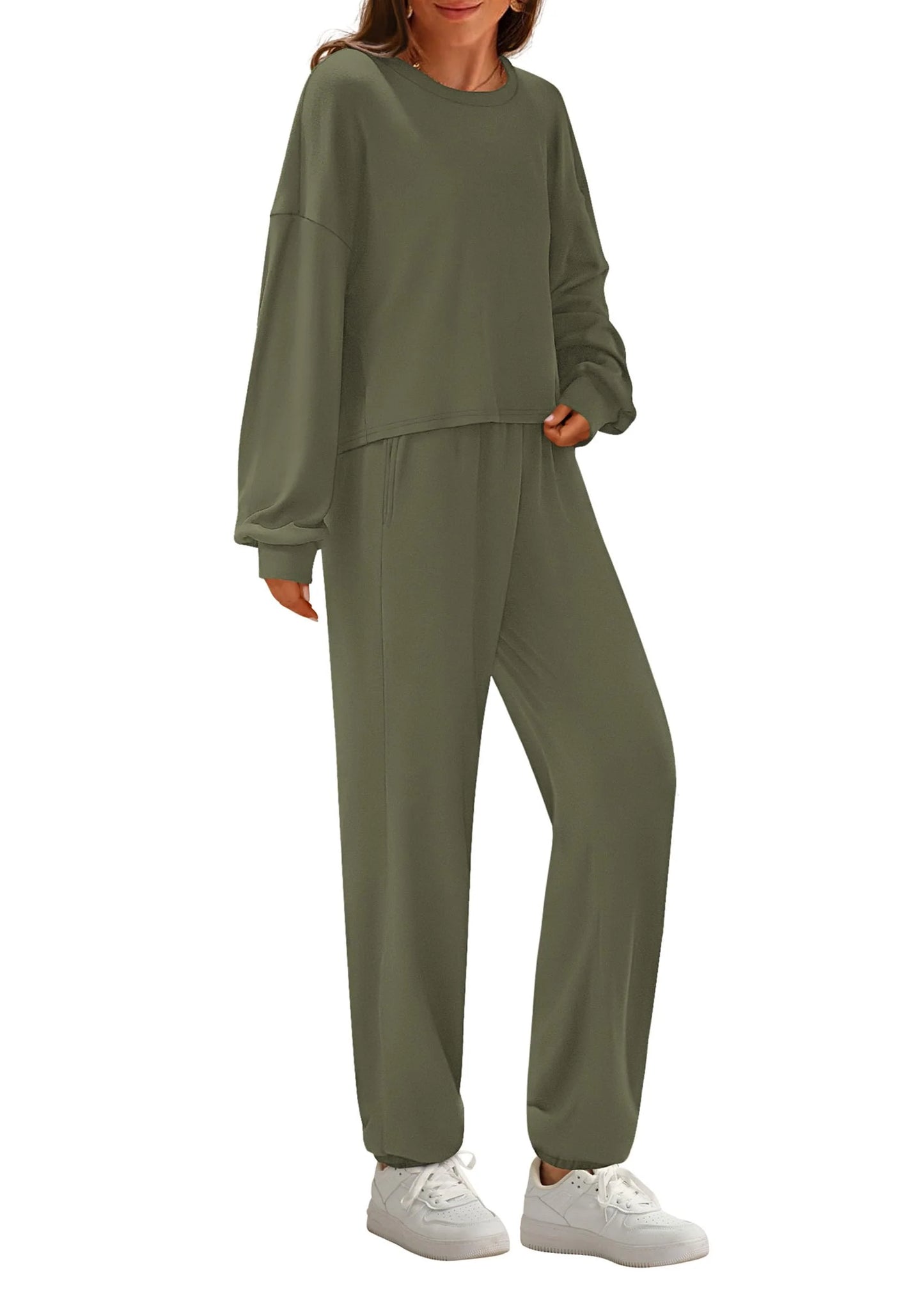 Women's Two Piece Outfits Lounge Sets Long Sleeve Pullover Tops Sweatpants Fall Fashion Matching Clothing